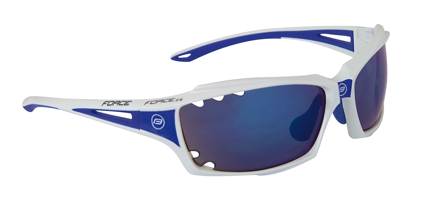 brýle FORCE VISION bílé, modrá laser skla