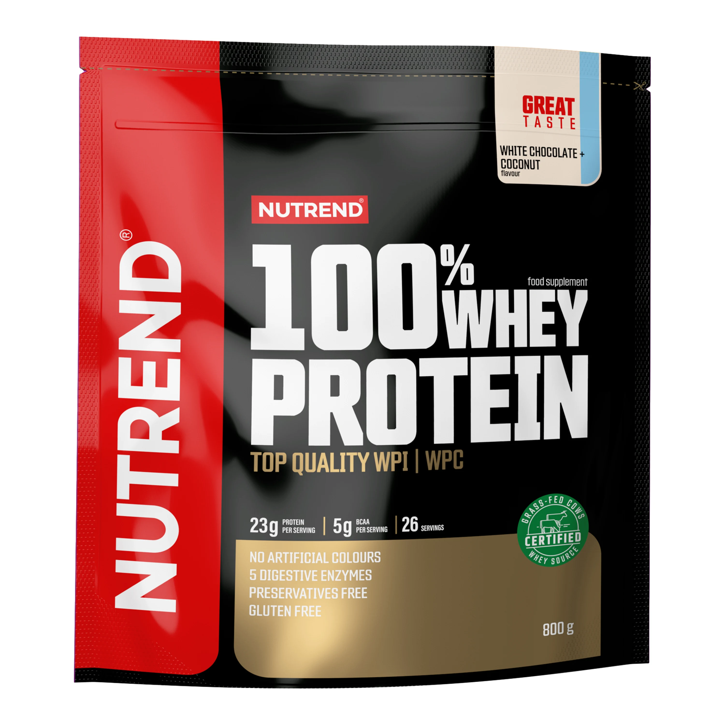 100% Whey Protein, sáček, 800 g bílá čoko a kokos