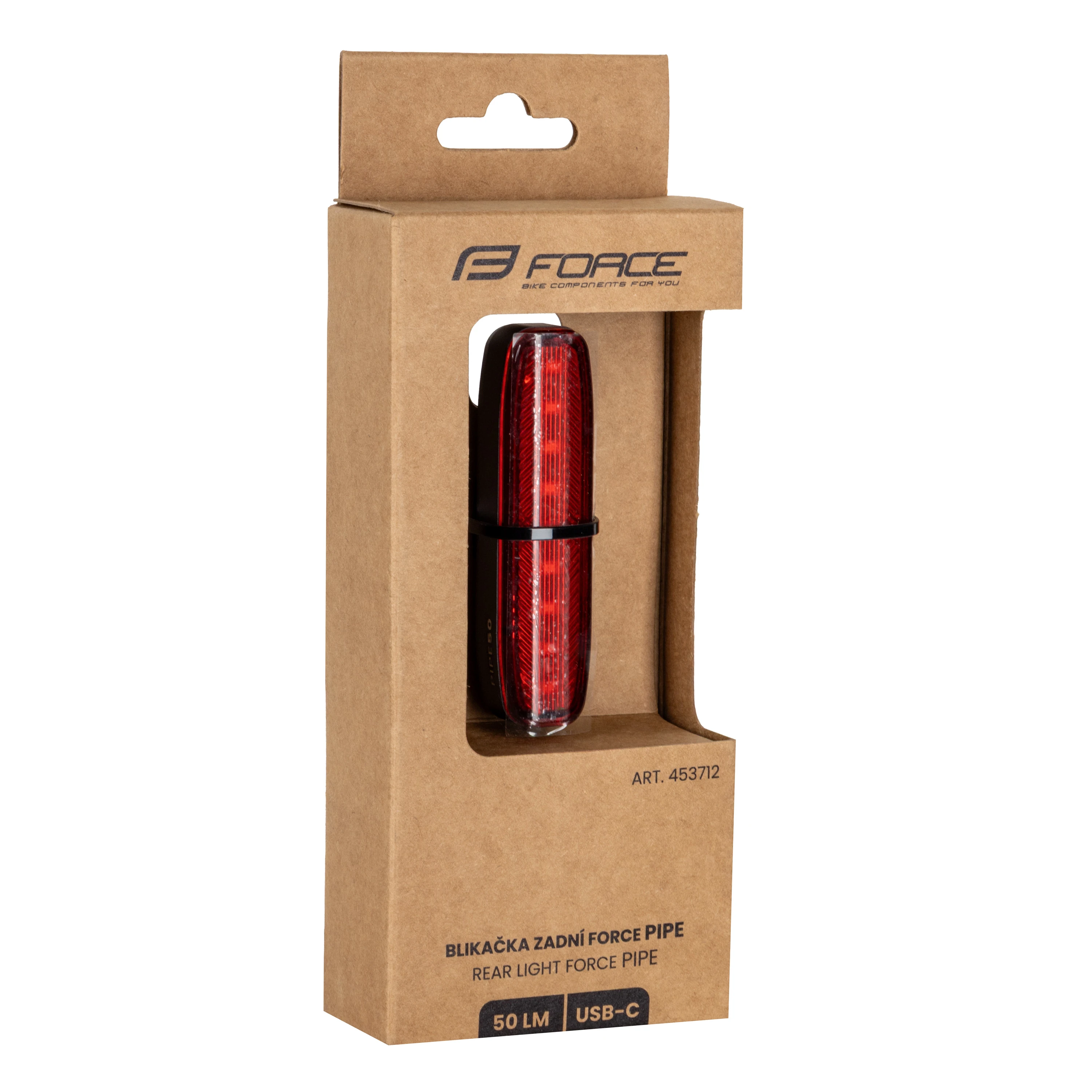 blikačka zadní FORCE PIPE 50LM, 9x LED, USB
