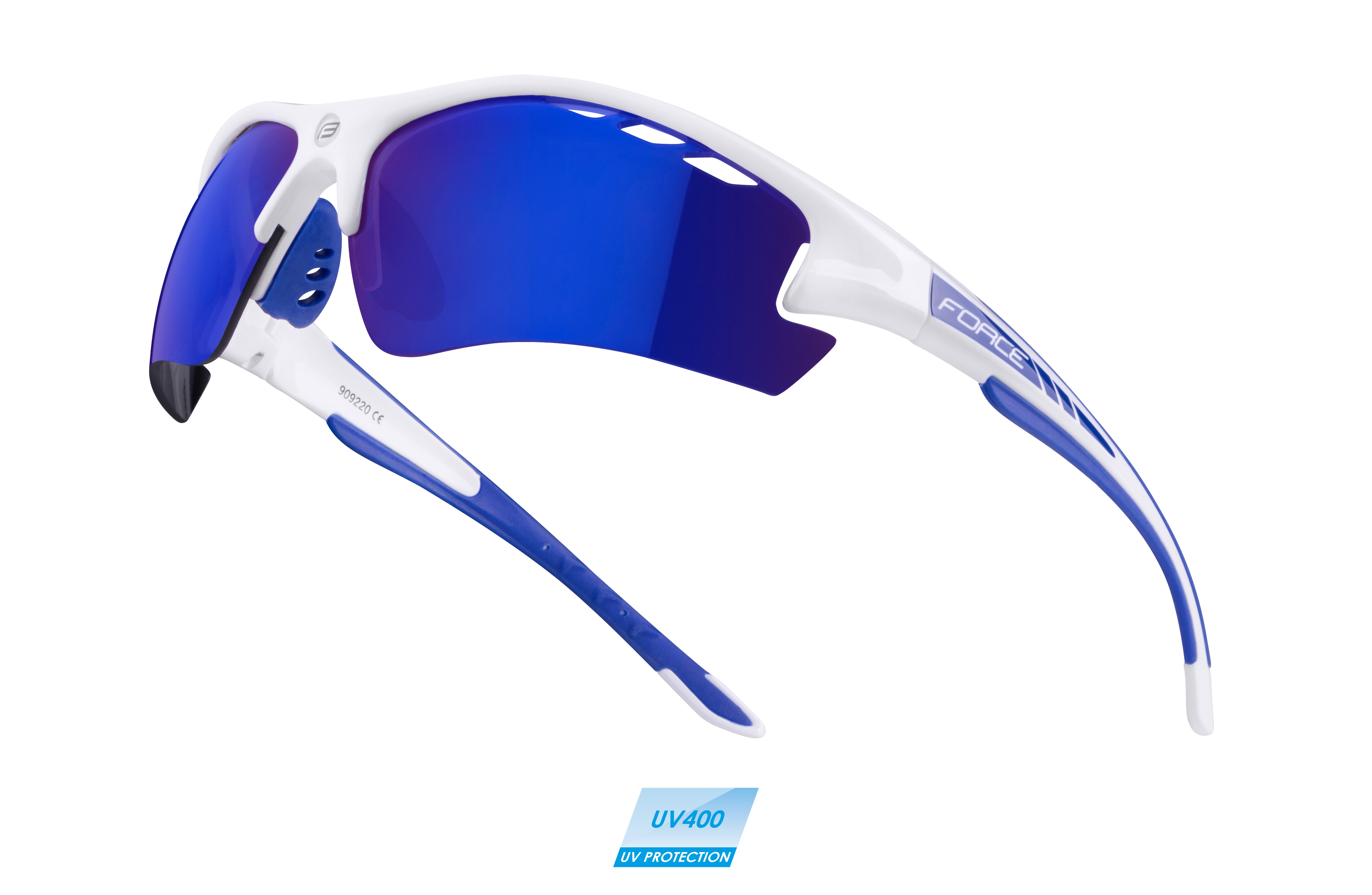 brýle FORCE RIDE PRO bílé diop.klip,modrá laser skla