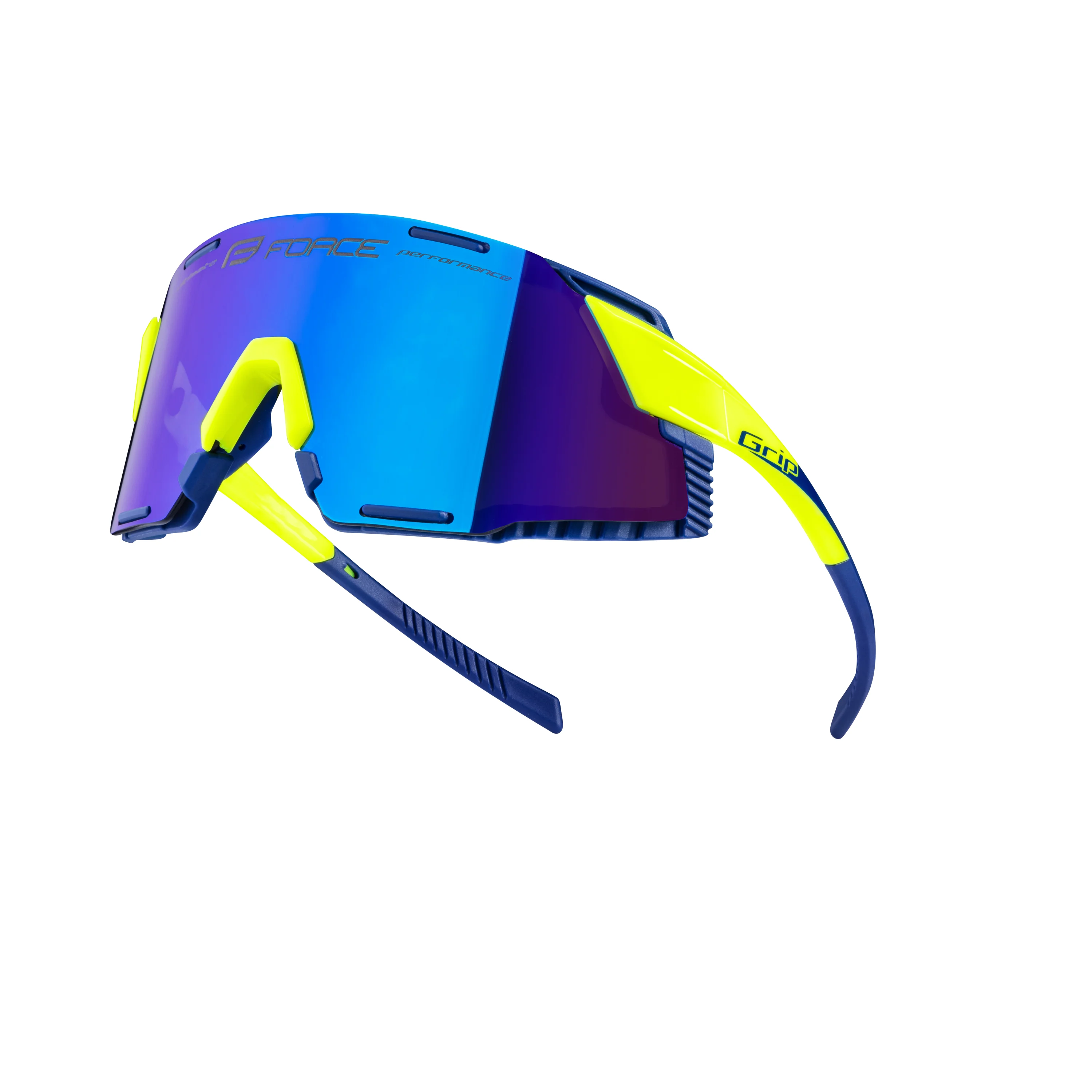 brýle FORCE GRIP fluo, modré revo sklo