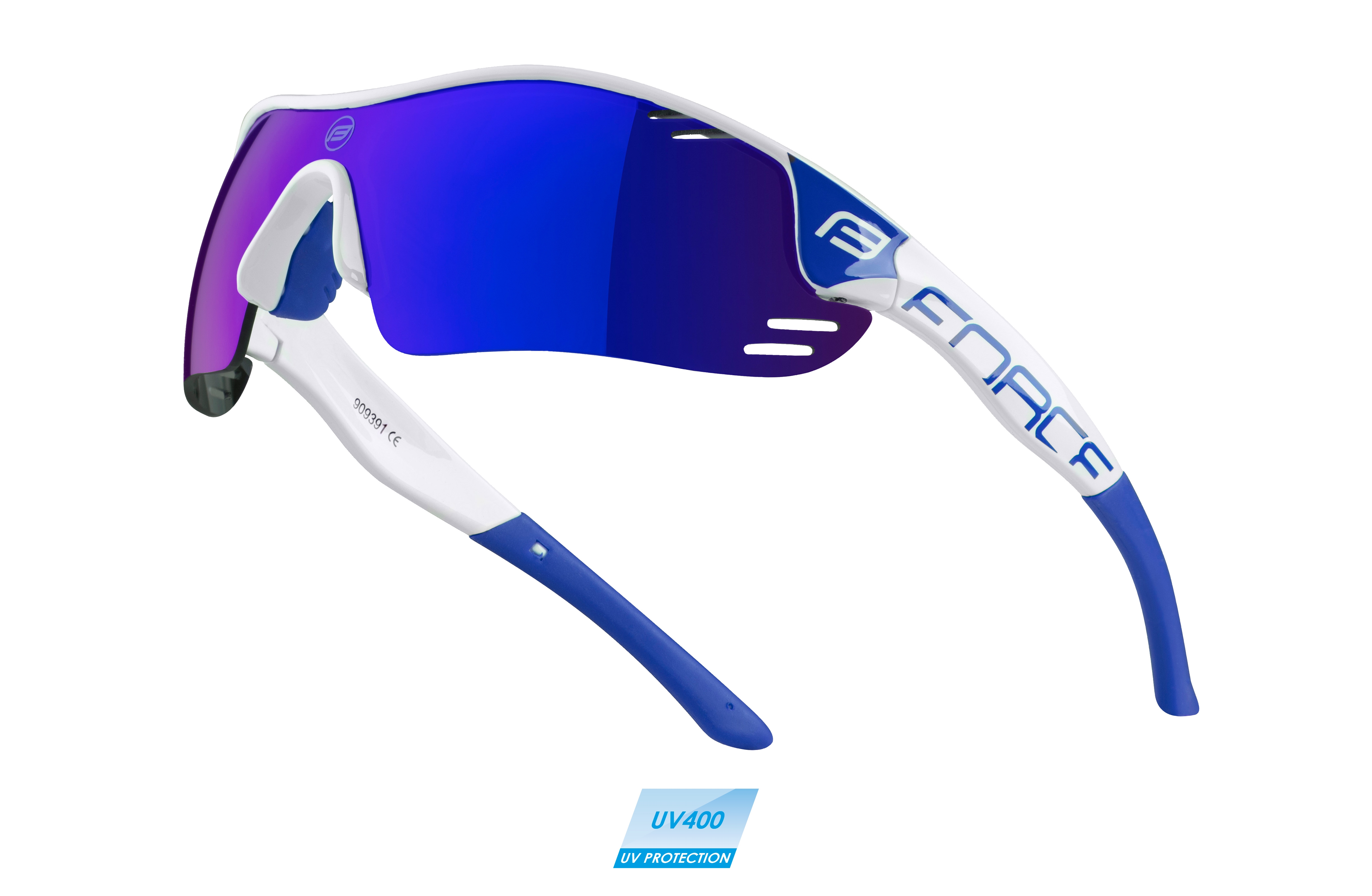 brýle FORCE RACE PRO bílo-modré, modrá laser skla