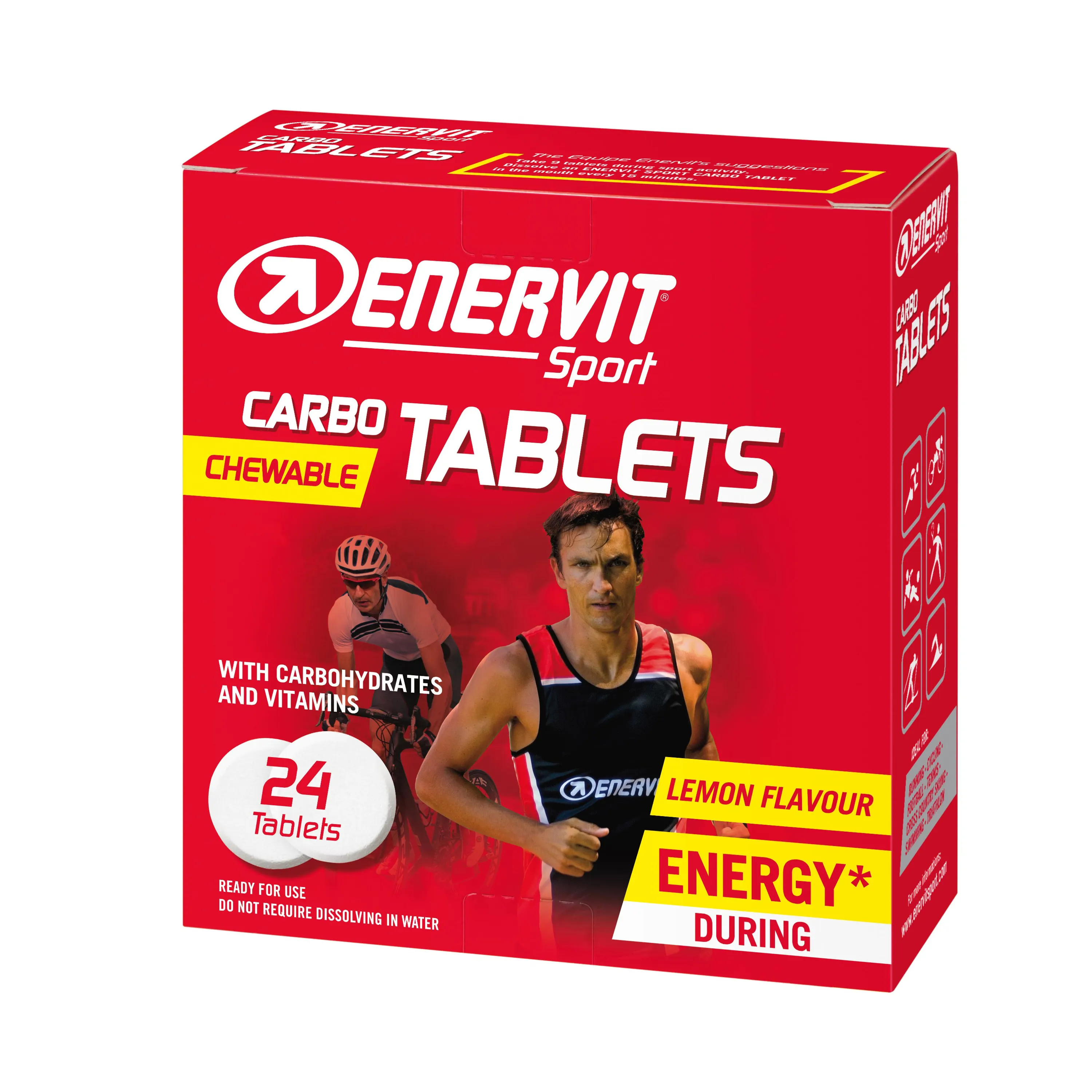 ENERVIT Carbo Tablets, box, 24 tablet citron