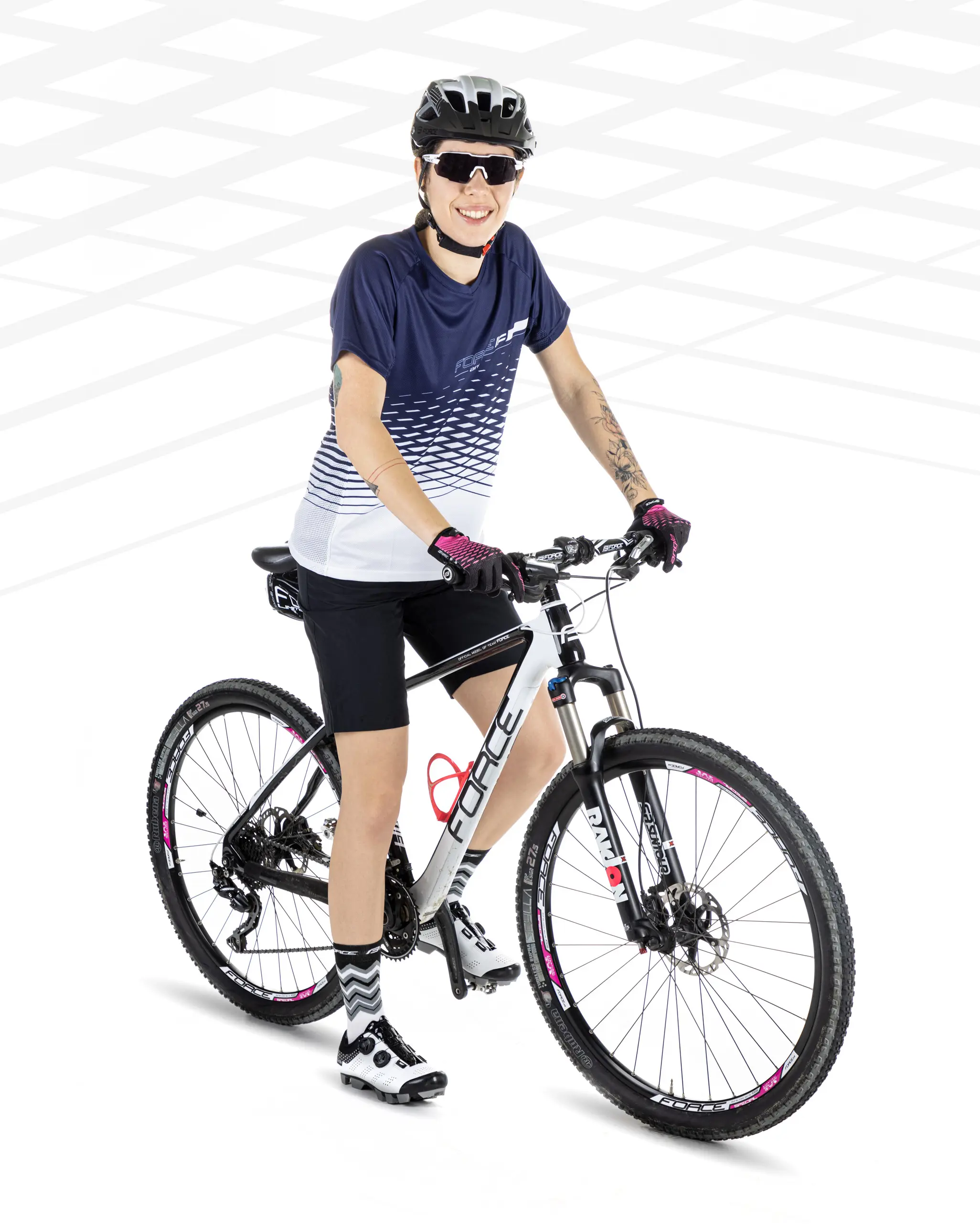 dres F MTB ANGLE LADY kr. rukáv, bílo-modrý