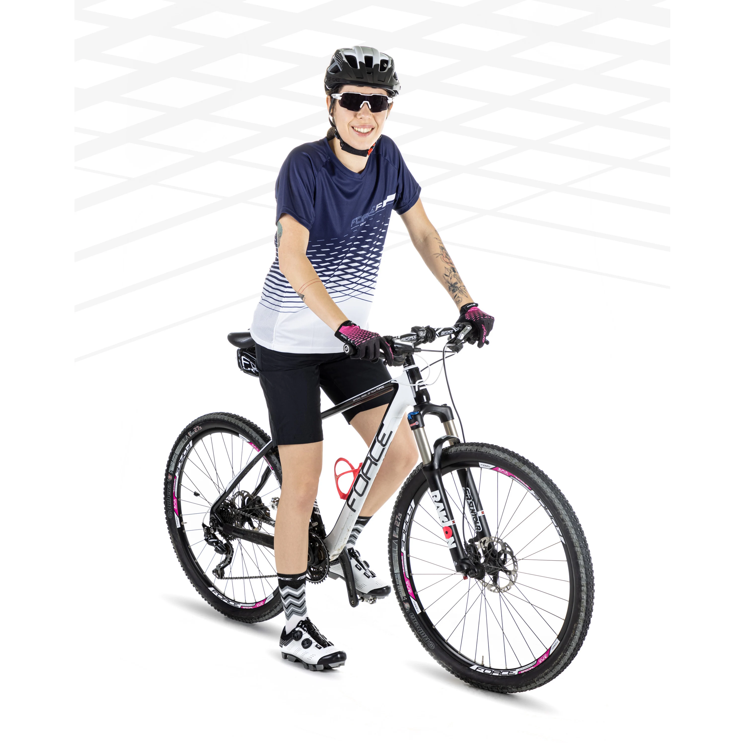 dres F MTB ANGLE LADY kr. rukáv, bílo-modrý XS
