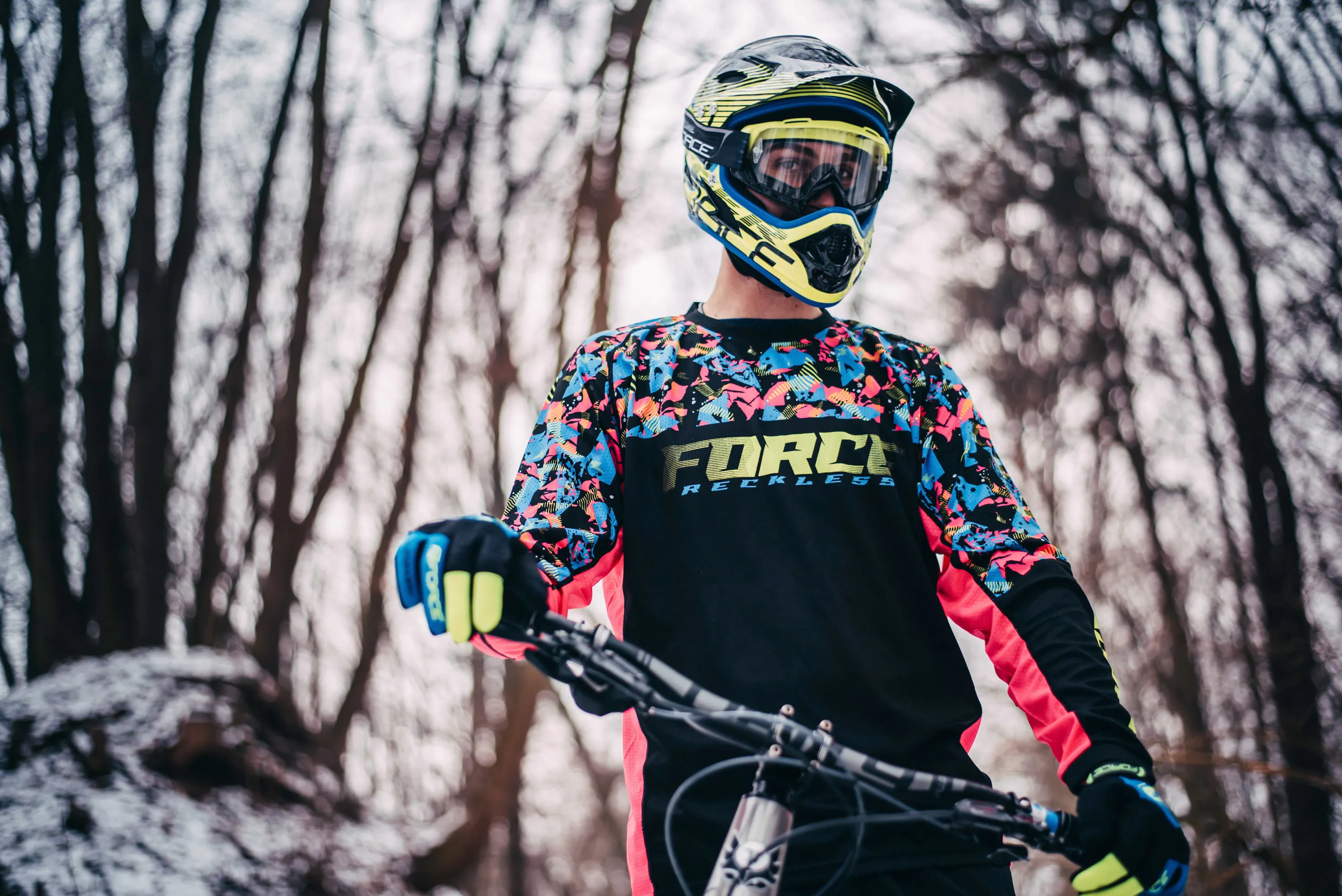 dres F RECKLESS dl. rukáv, černo-růžovo-fluo