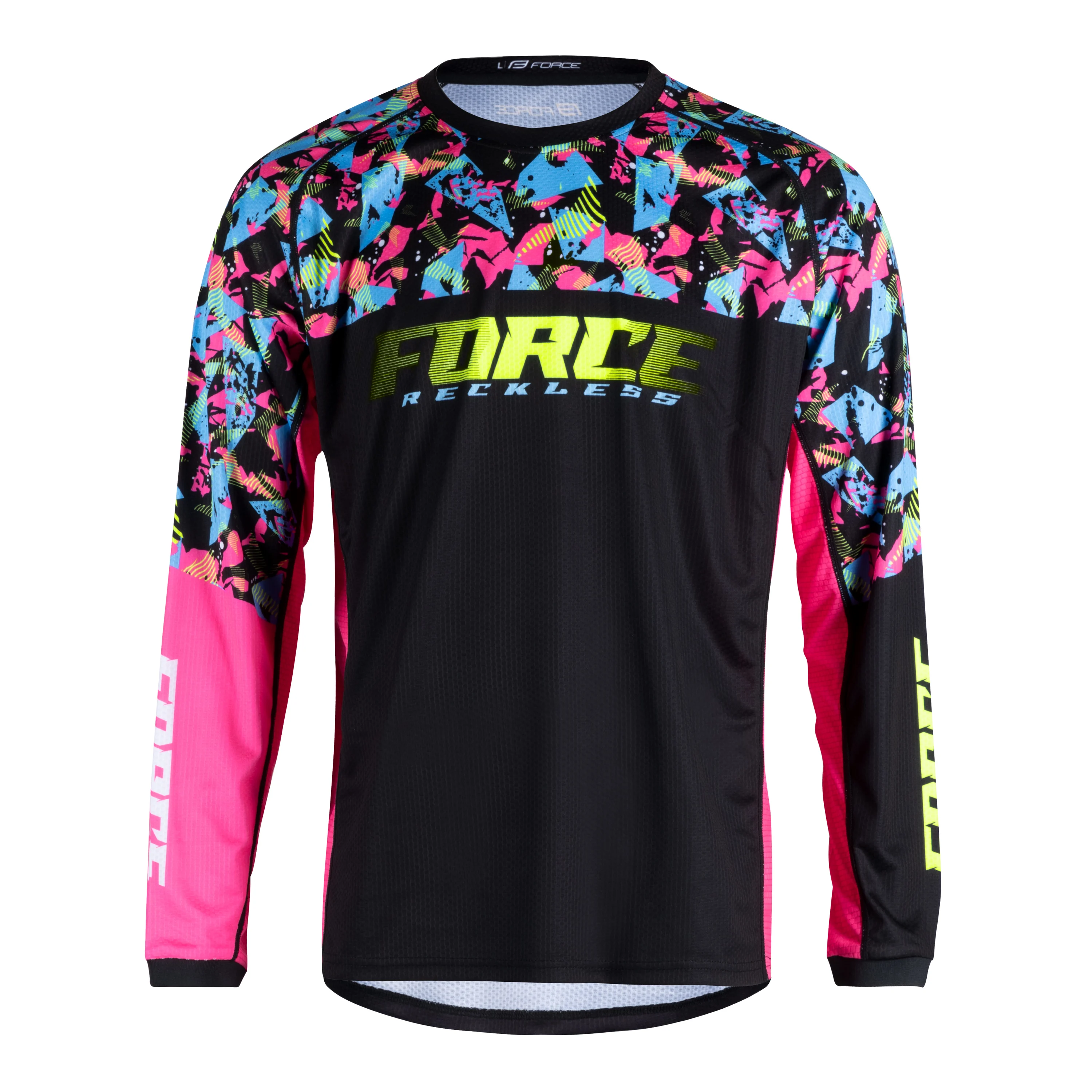 dres F RECKLESS dl. rukáv, černo-růžovo-fluo