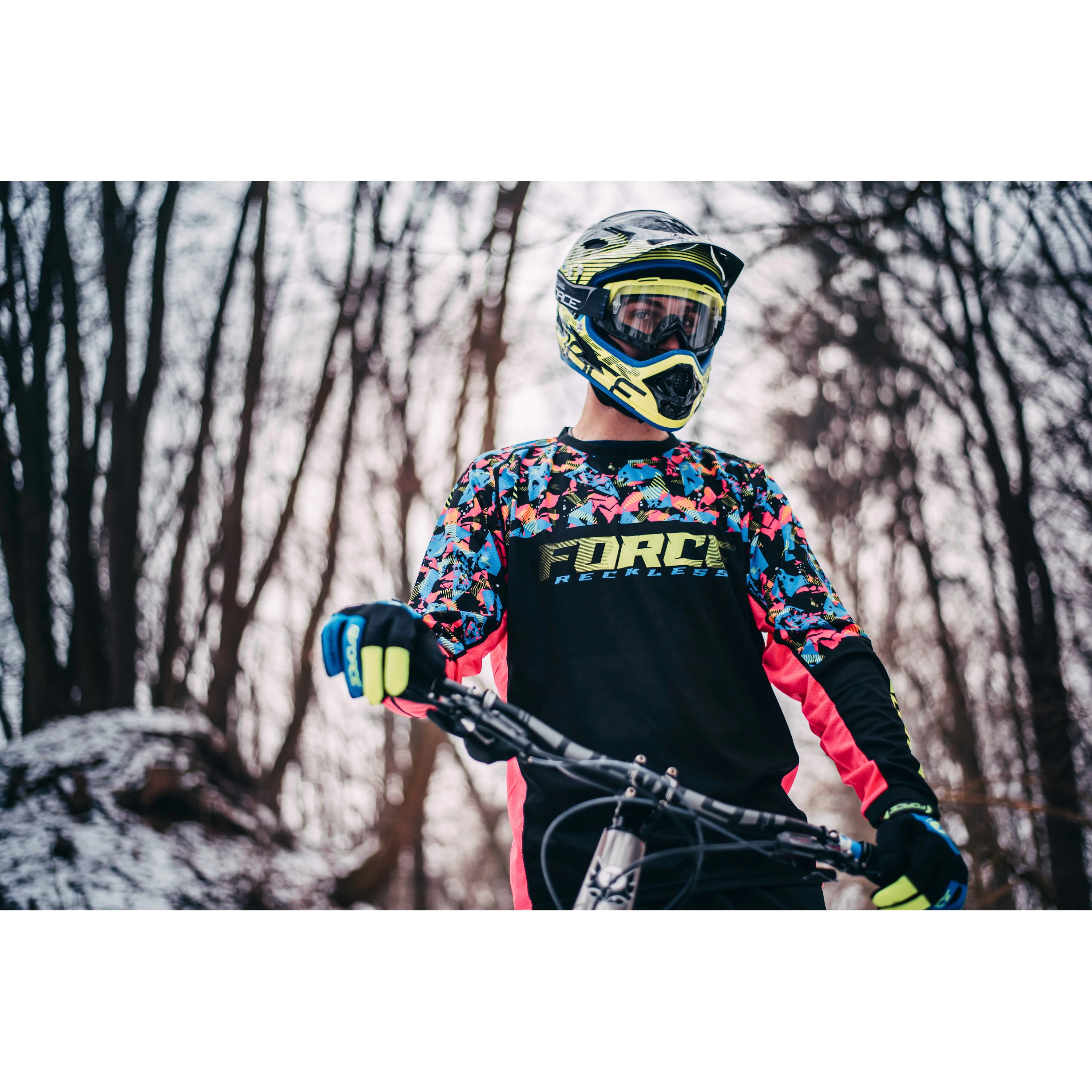 dres F RECKLESS dl. rukáv, černo-růžovo-fluo S