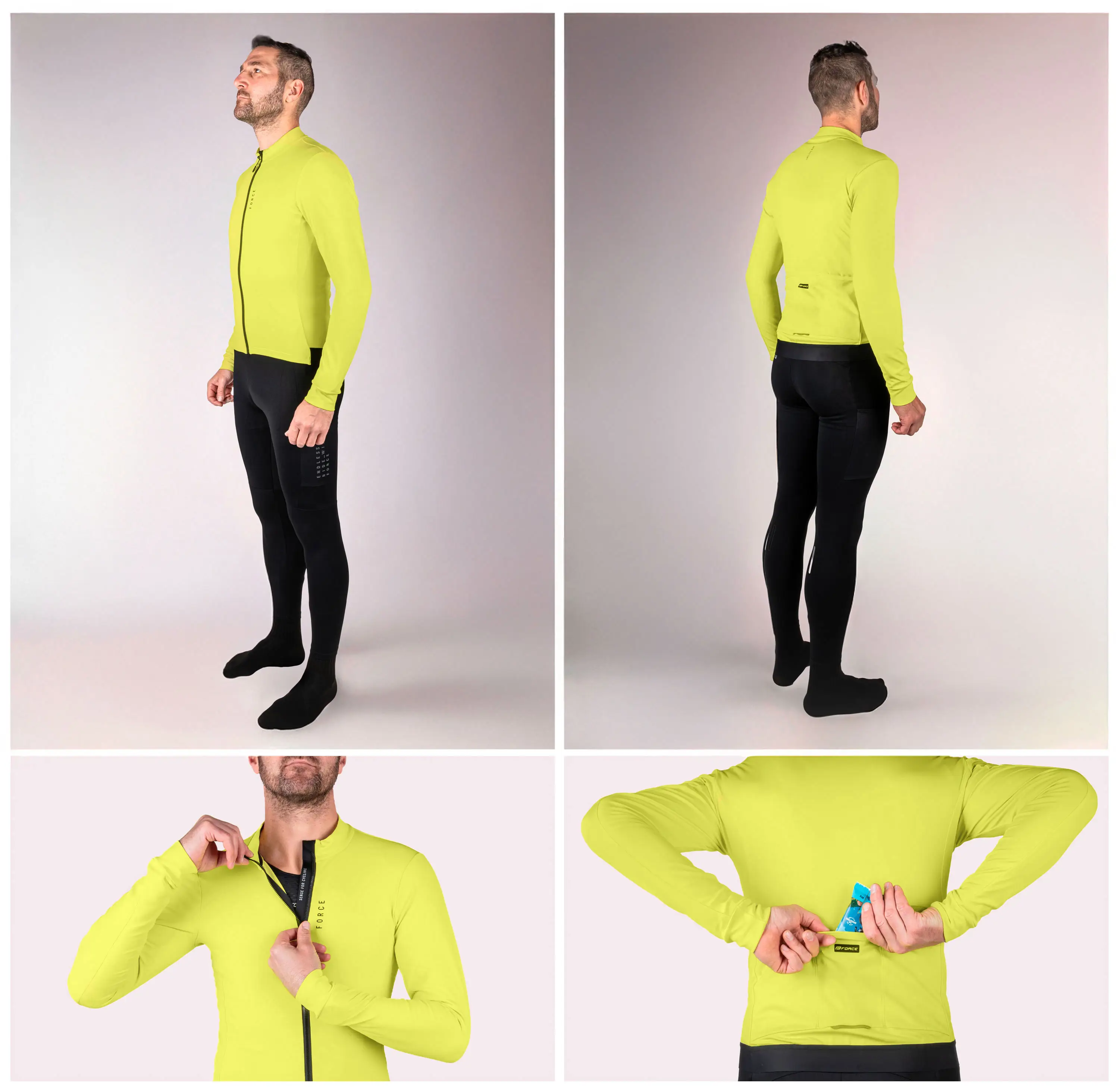 dres FORCE ENDLESS dlouhý rukáv, fluo XS