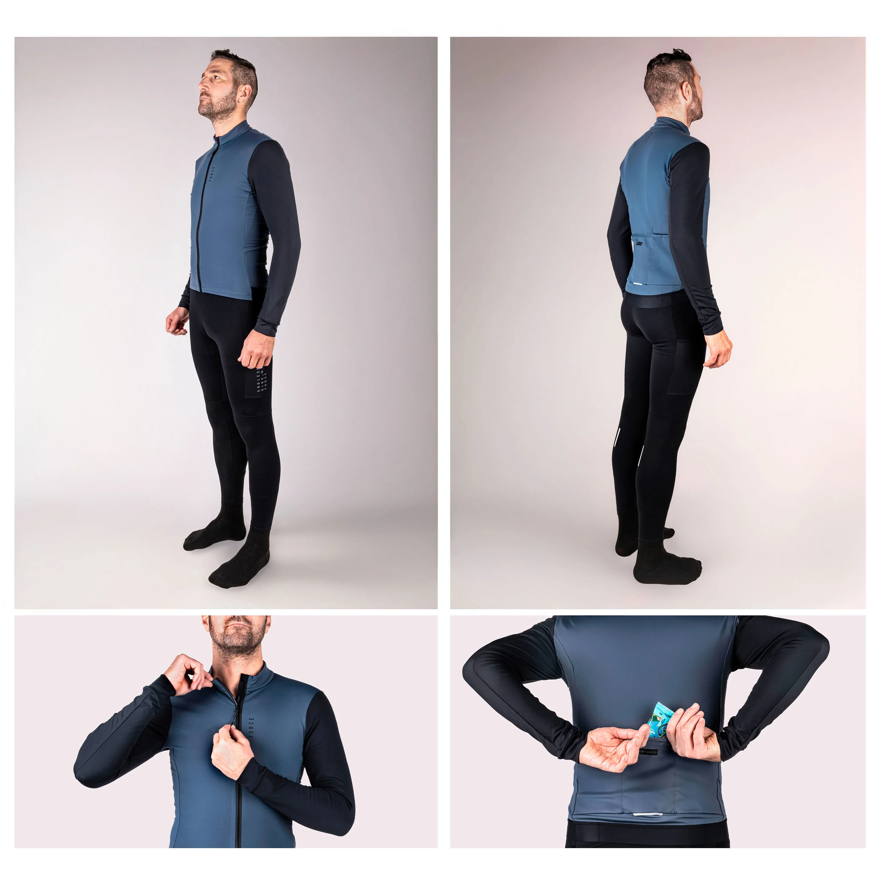 dres FORCE ENDLESS dlouhý rukáv, modro-černý 4XL