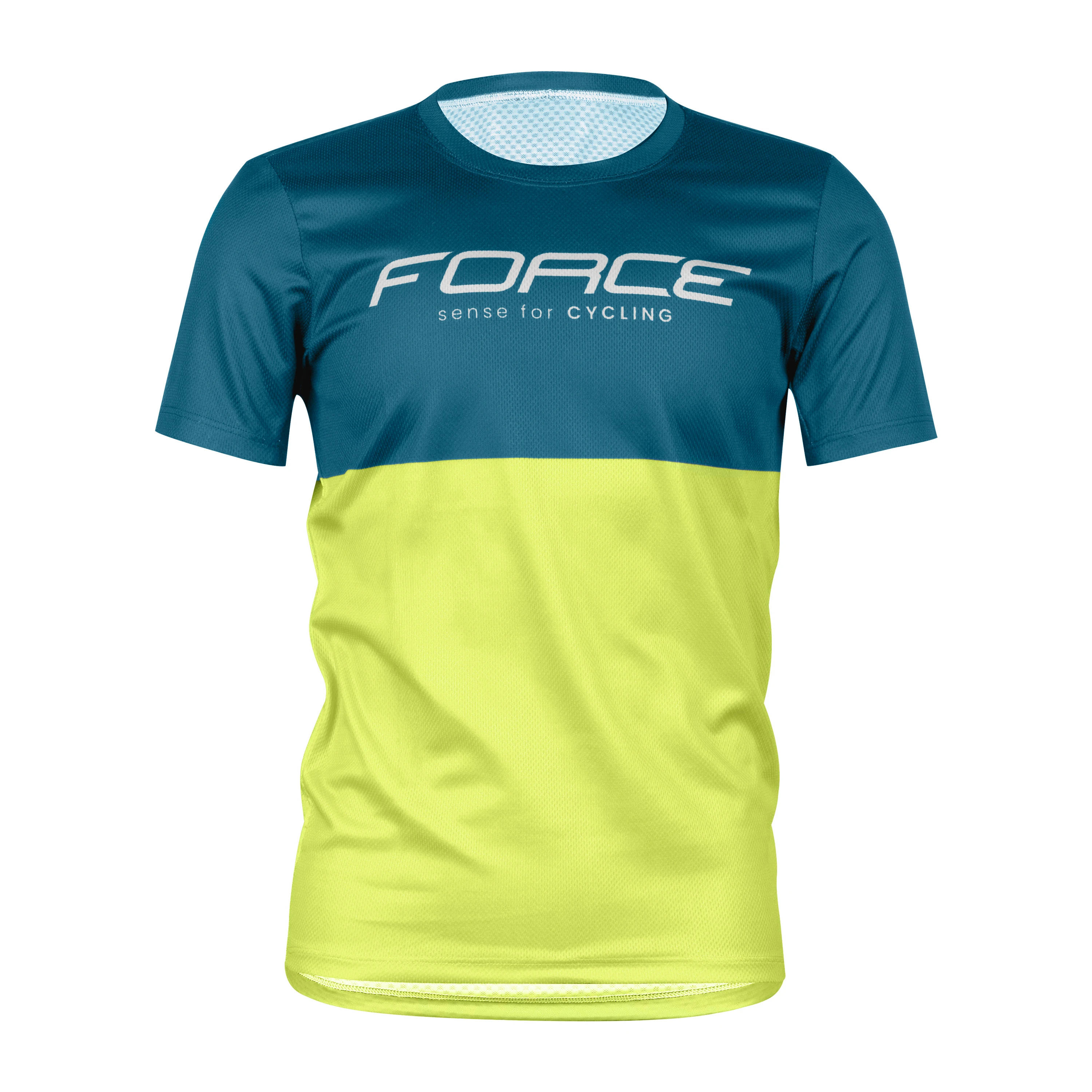 dres FORCE KID MTB CHEERY, modro-limetkový 128-140