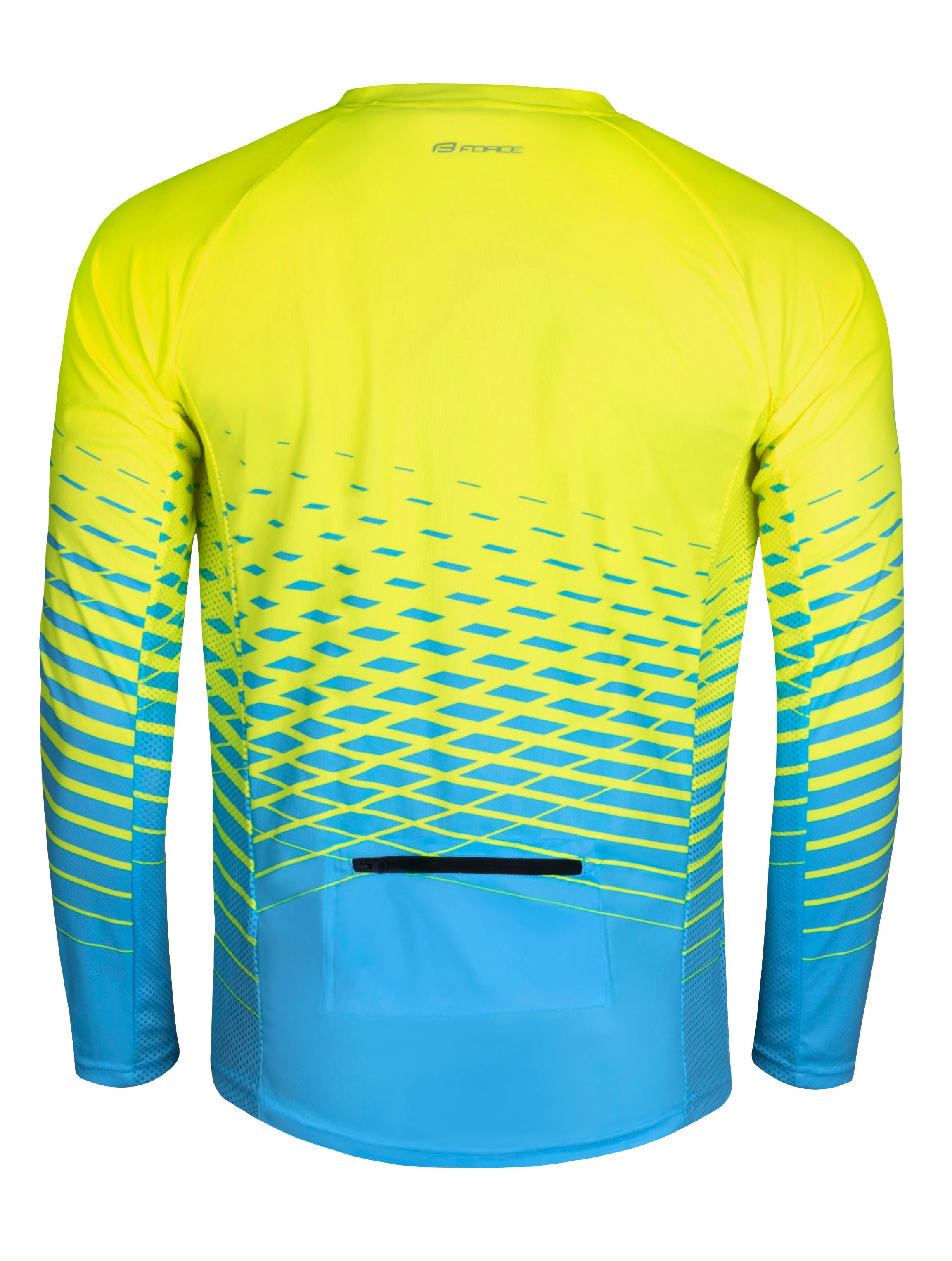 dres FORCE MTB ANGLE dlouhý rukáv, fluo-modrý