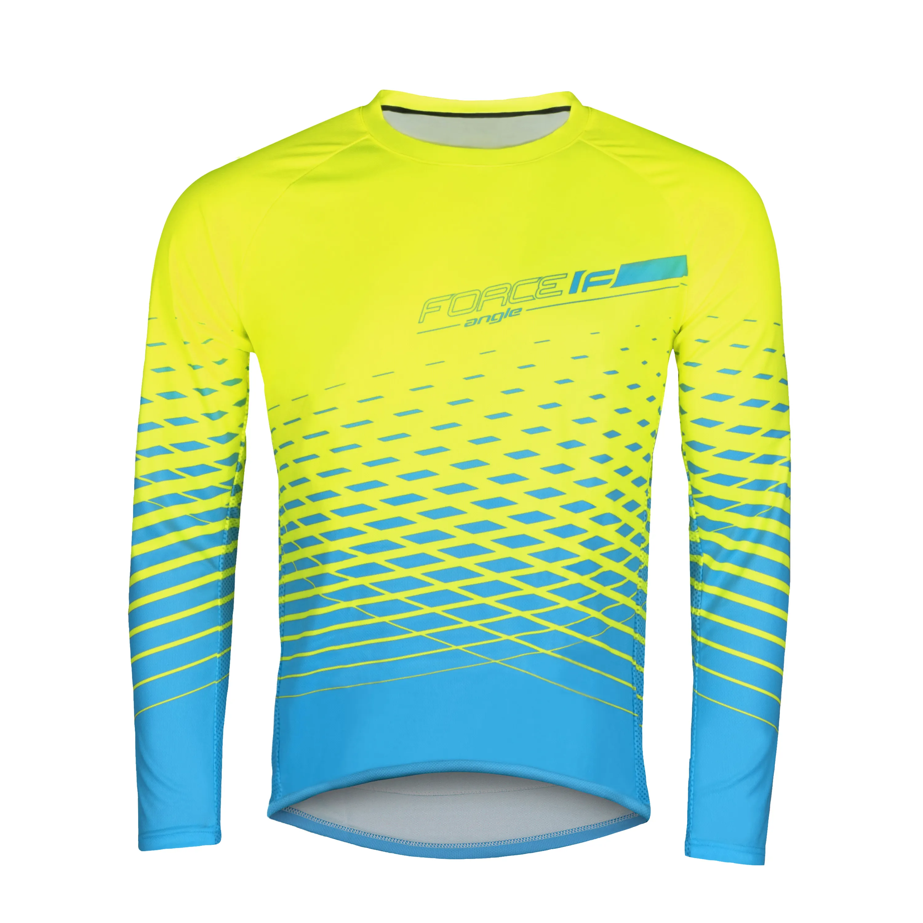 dres FORCE MTB ANGLE dlouhý rukáv, fluo-modrý
