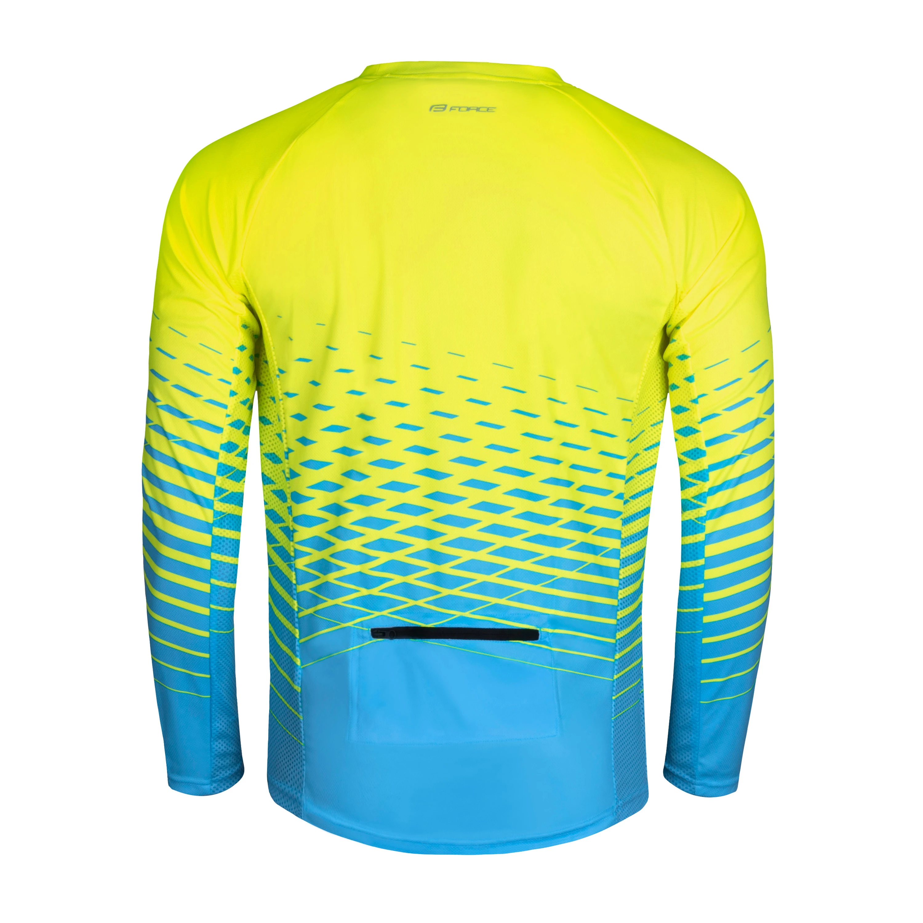 dres FORCE MTB ANGLE dlouhý rukáv, fluo-modrý M