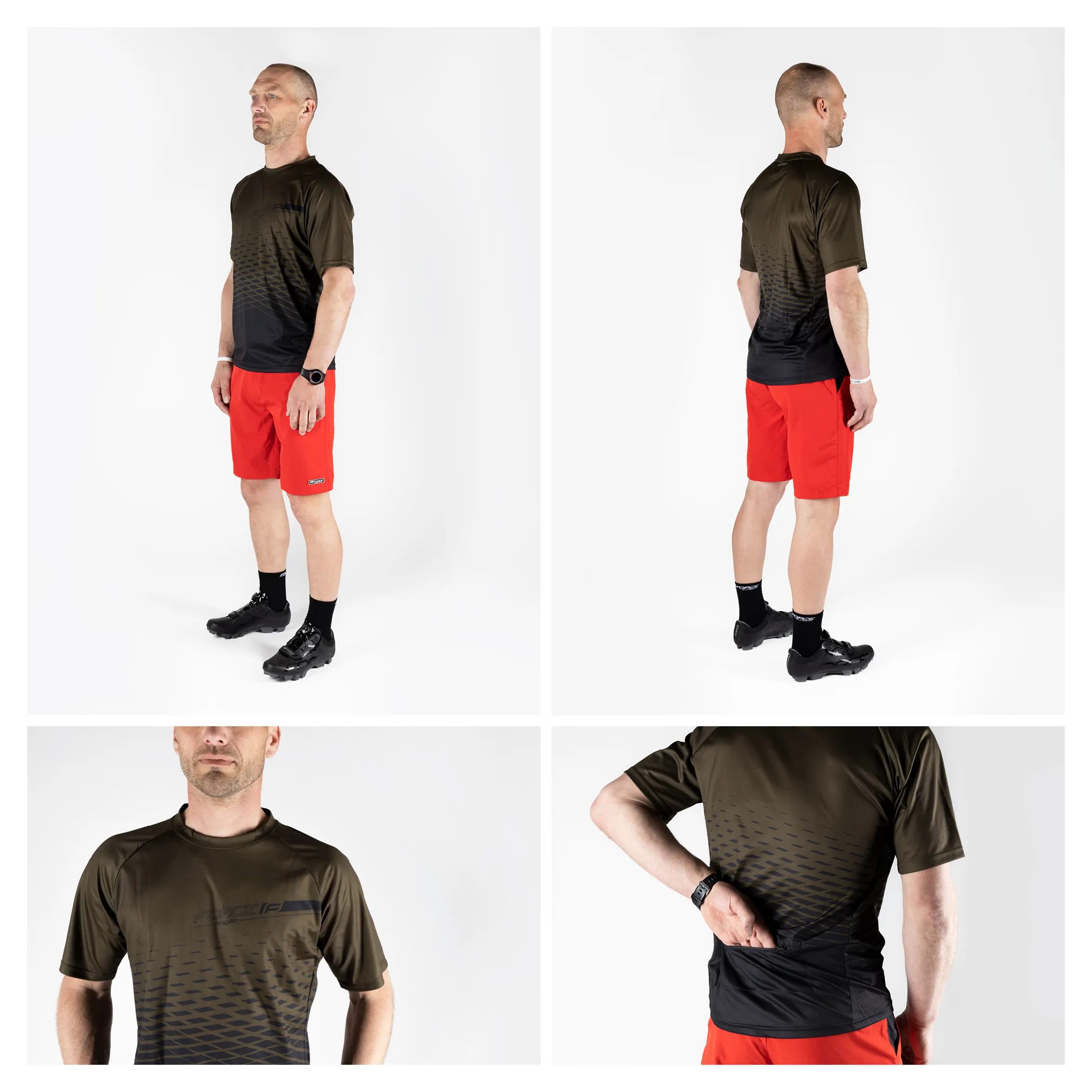 dres FORCE MTB ANGLE kr. rukáv, army S