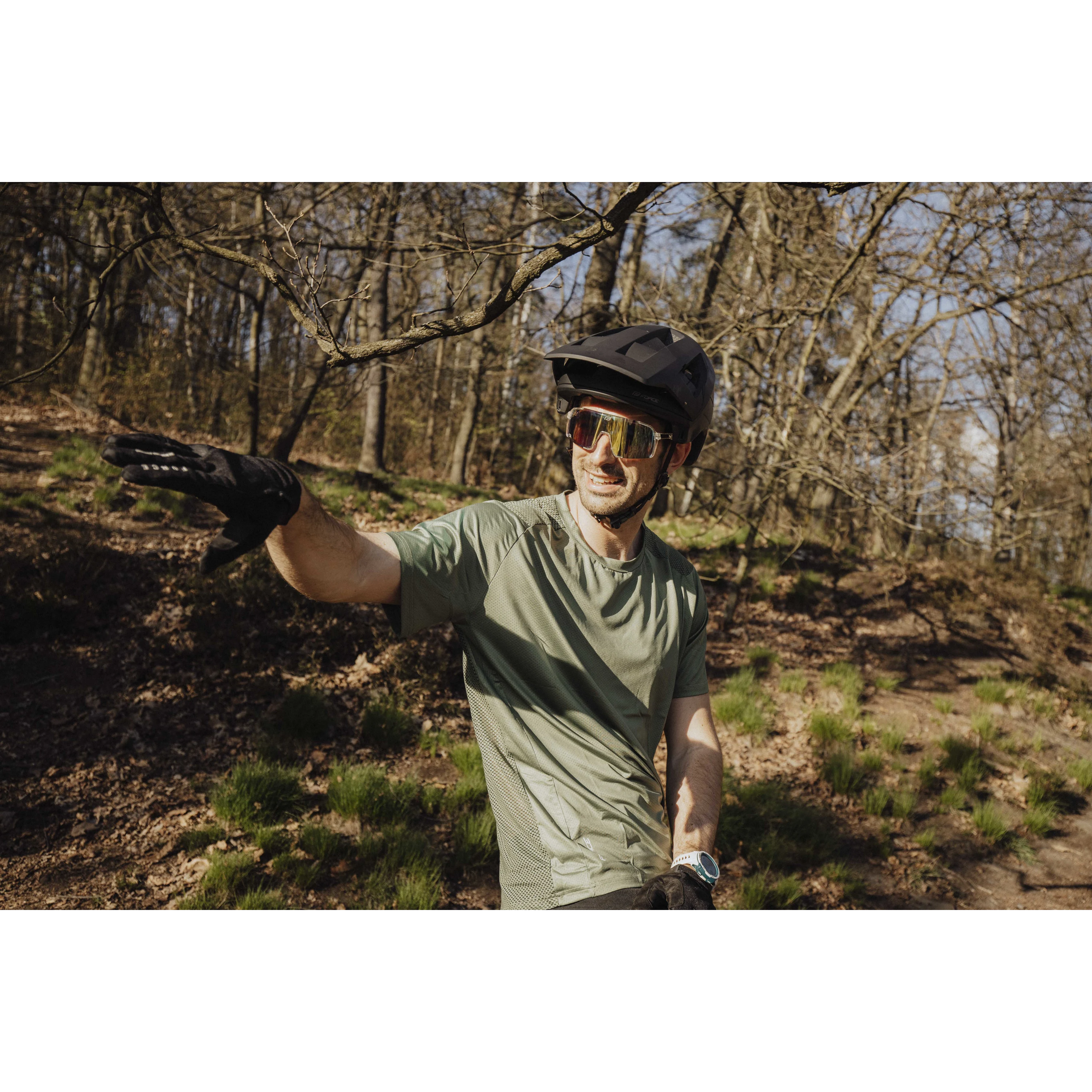 dres FORCE MTB MOUNT krátký rukáv, army XS