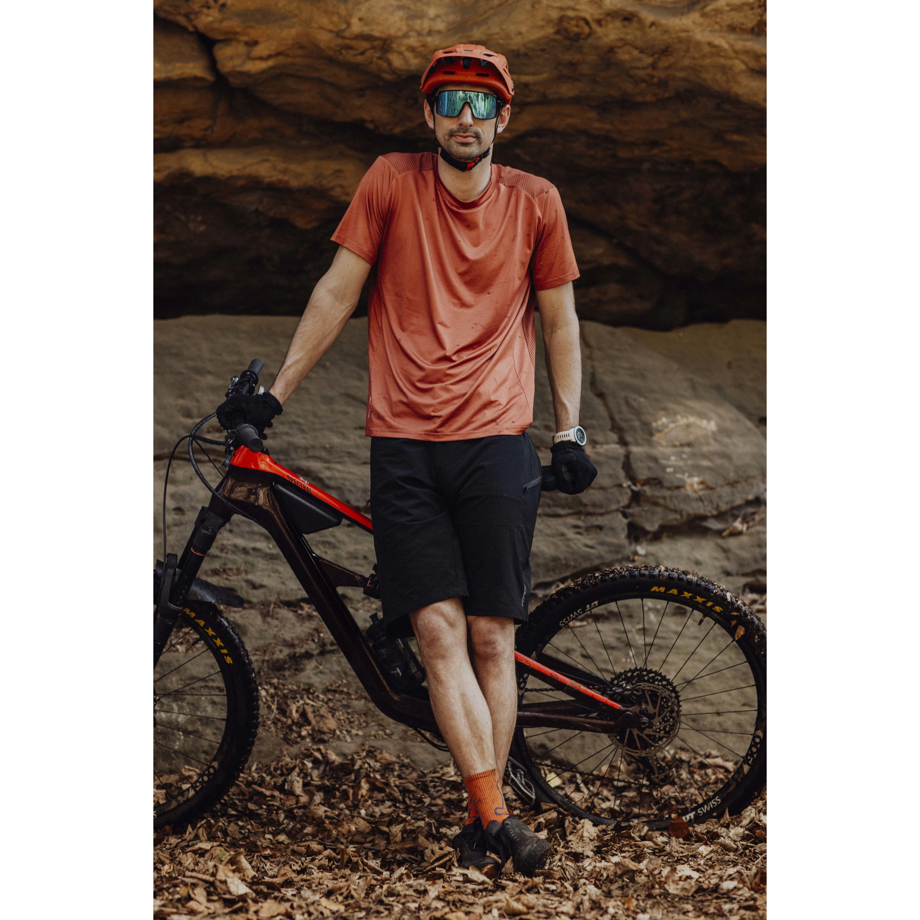dres FORCE MTB MOUNT krátký rukáv, cihlový