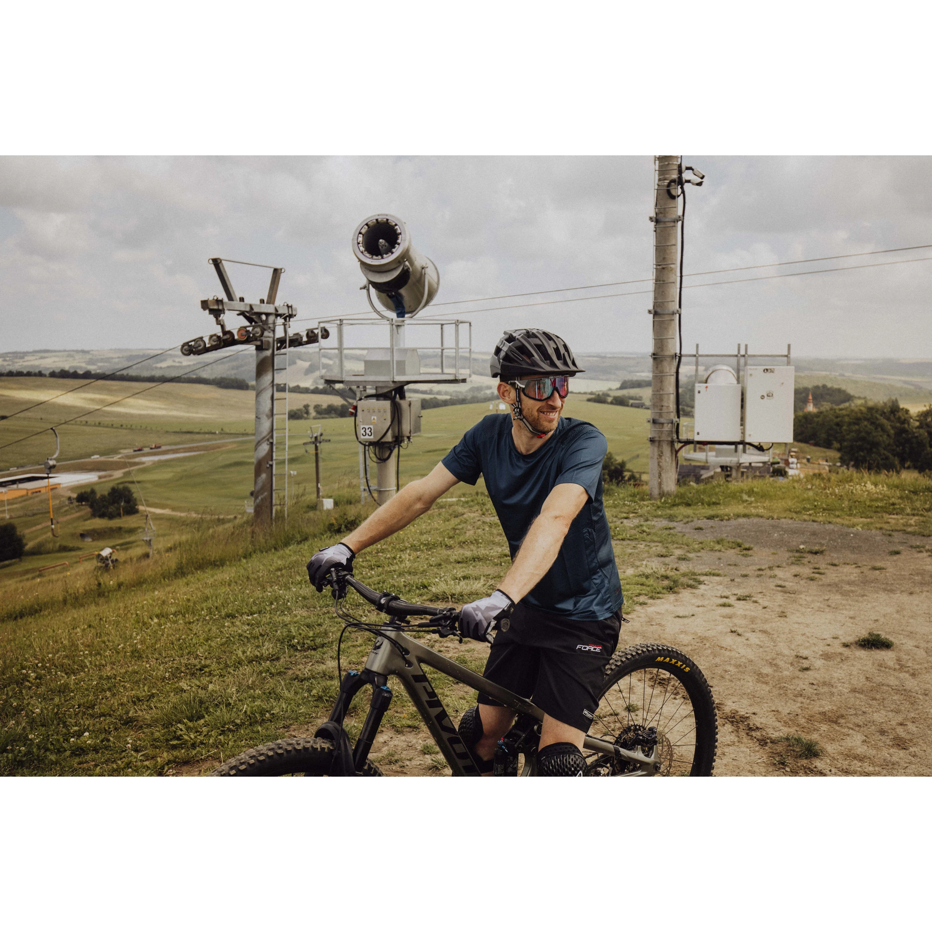 dres FORCE MTB MOUNT krátký rukáv, tm. modrý XS