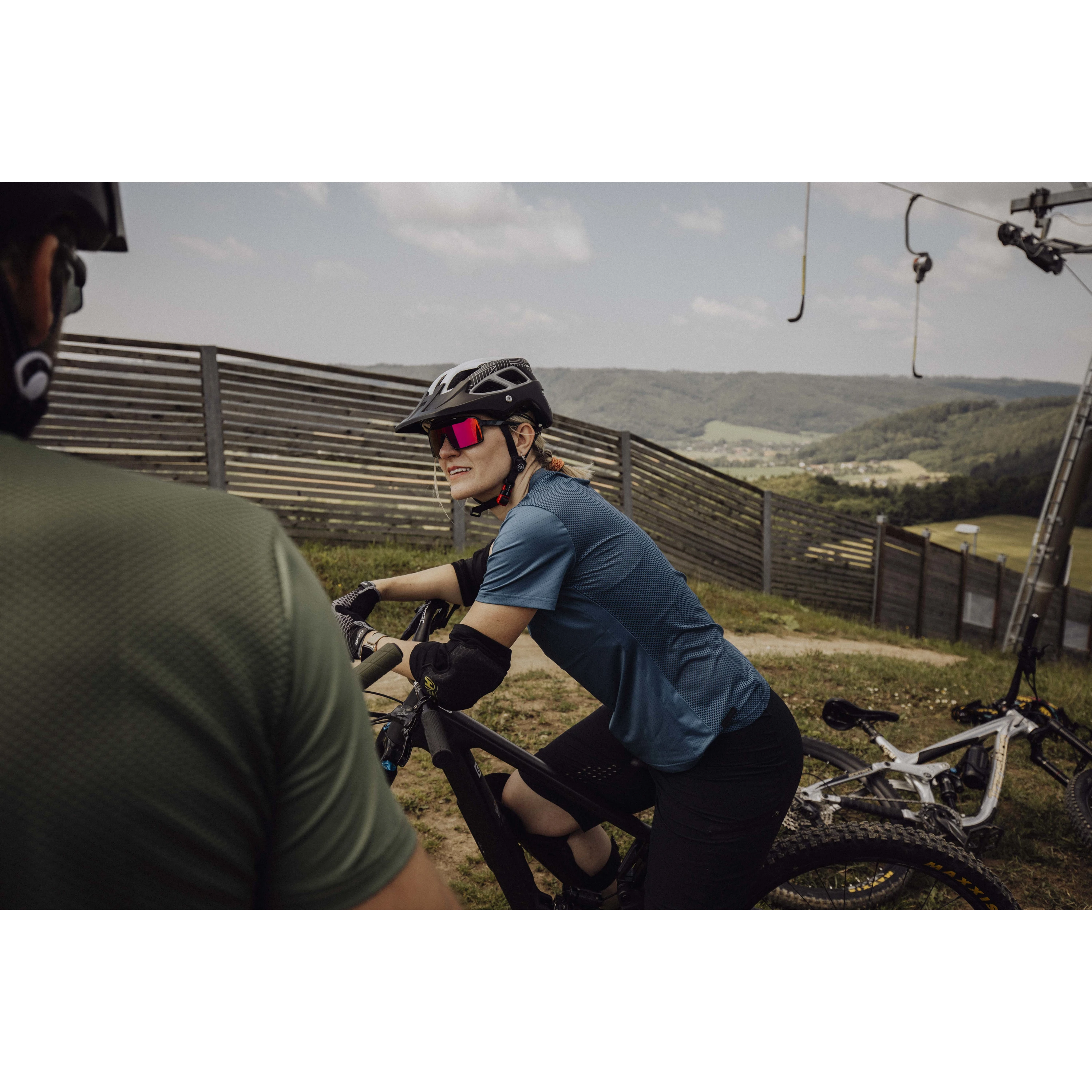 dres FORCE MTB MOUNT LADY kr. rukáv, modrý XS