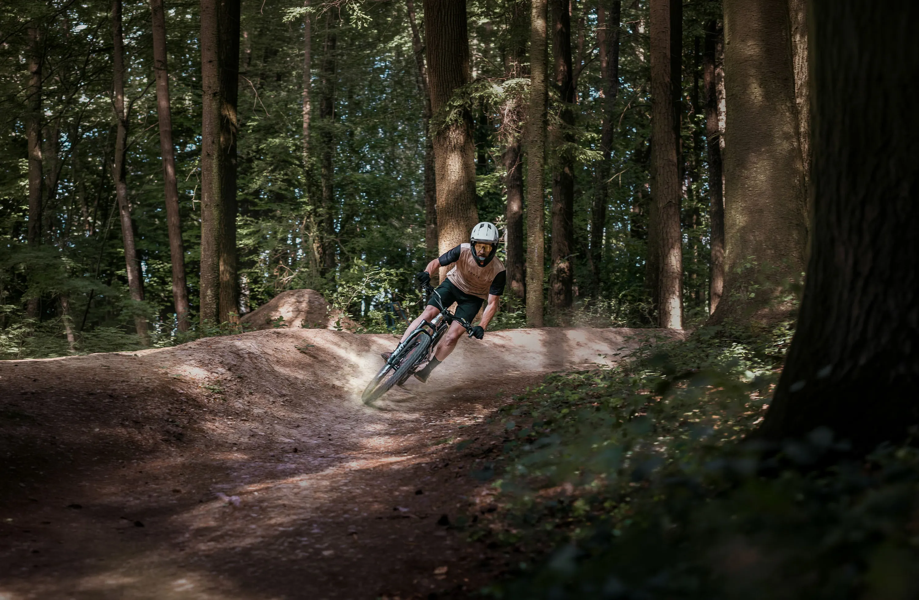 dres FORCE MTB RULES kr. rukáv, béžový