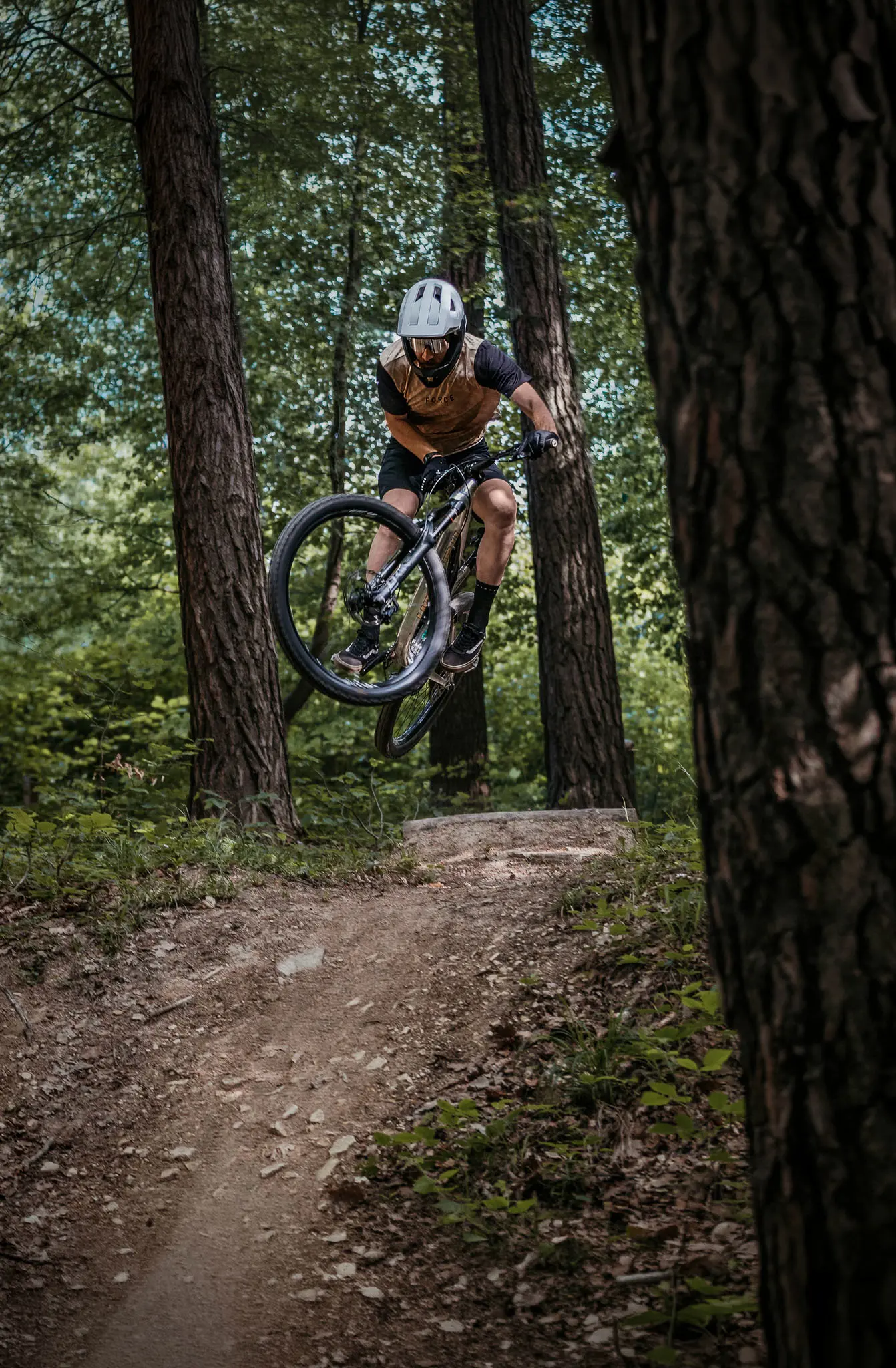 dres FORCE MTB RULES kr. rukáv, béžový L