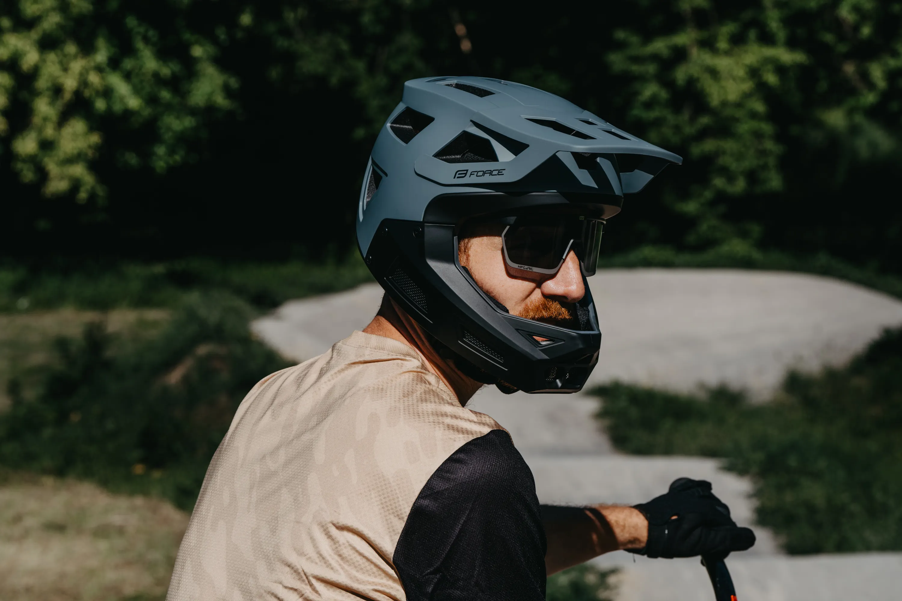 dres FORCE MTB RULES kr. rukáv, béžový XL