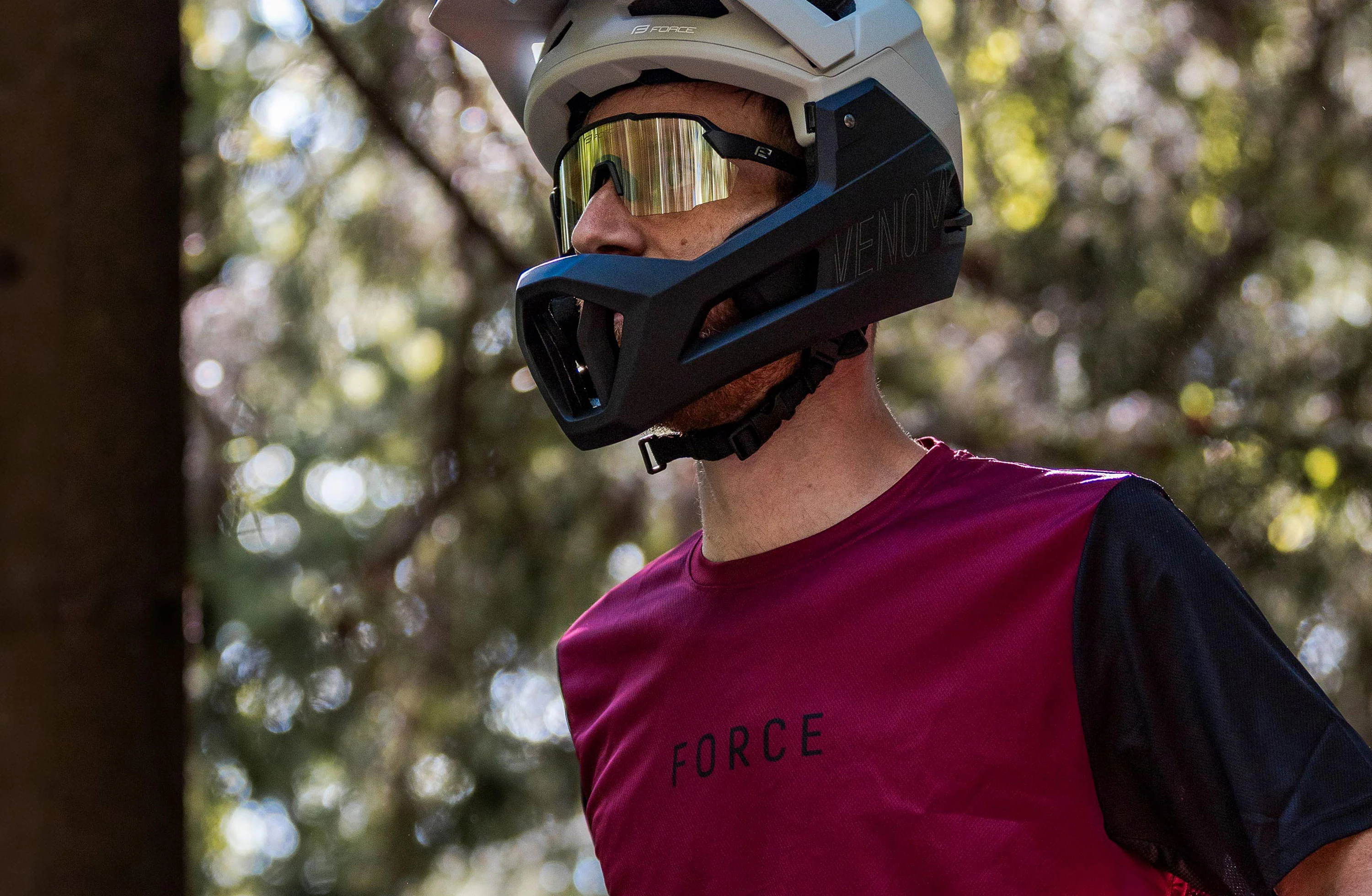 dres FORCE MTB RULES kr. rukáv, bordó L