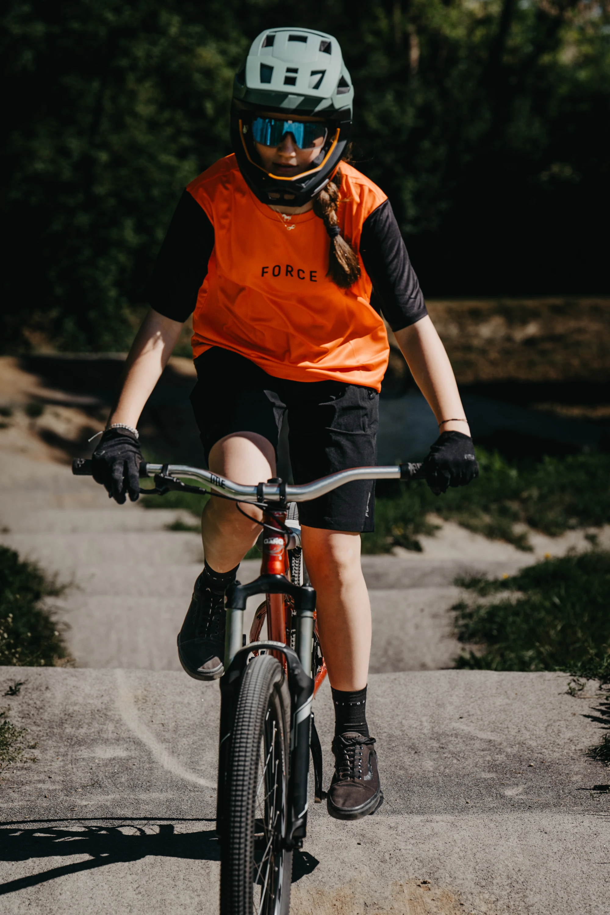 dres FORCE MTB RULES kr. rukáv, oranžový S