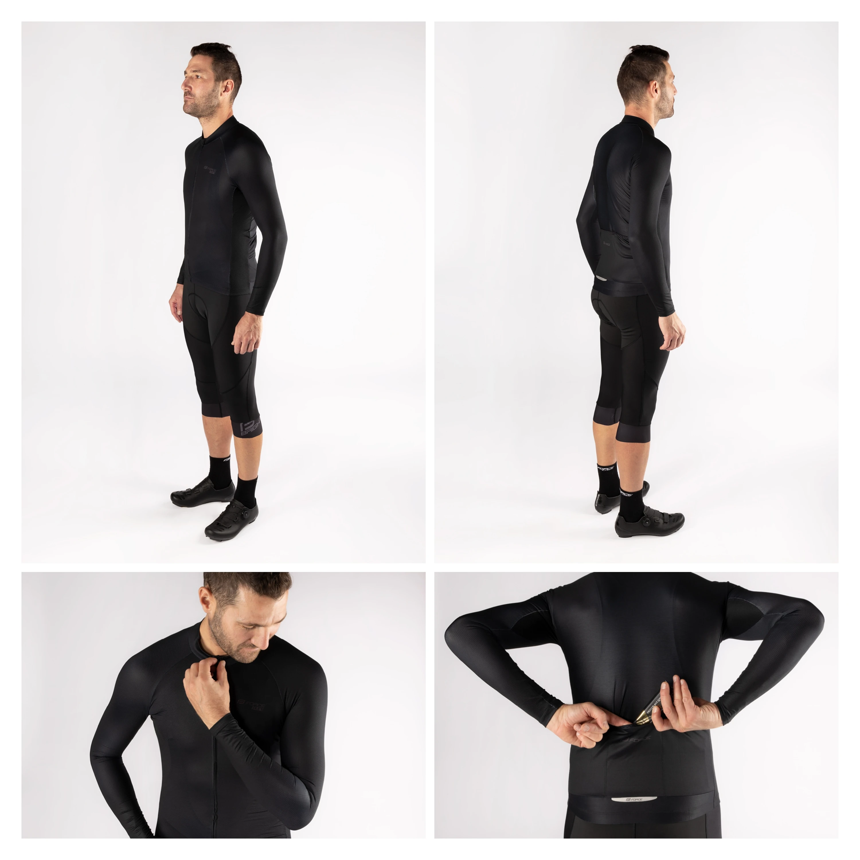 dres FORCE PURE UNI dlouhý rukáv, černý S