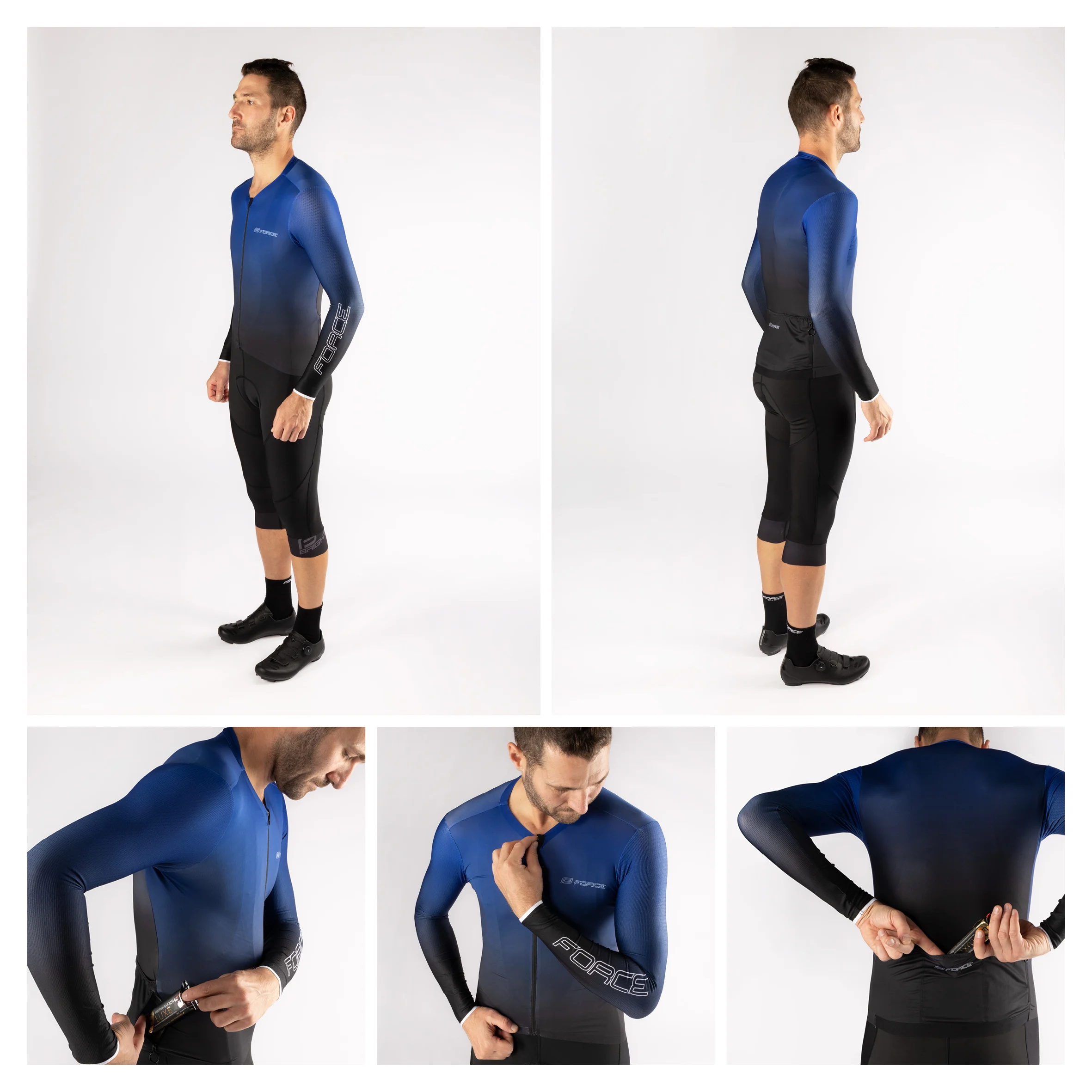 dres FORCE SMOOTH dlouhý rukáv, modro-černý S