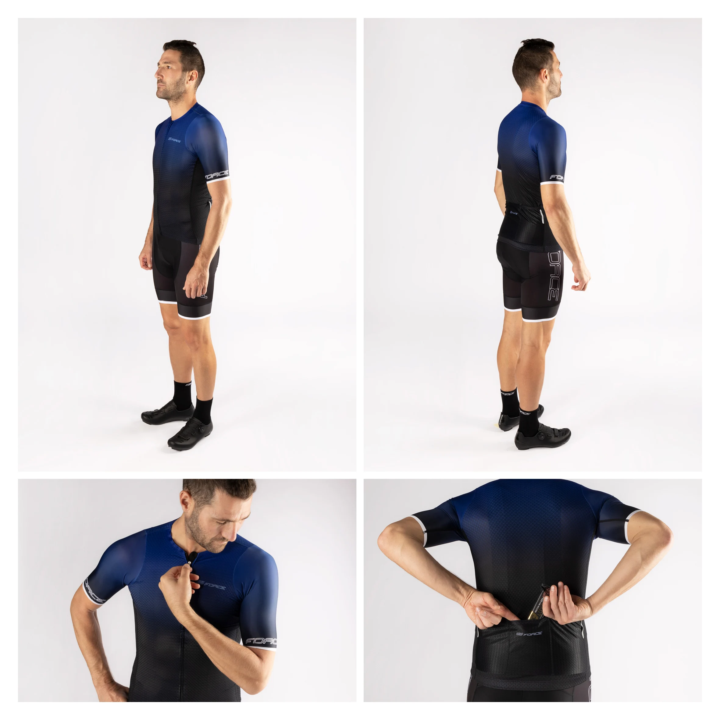 dres FORCE SMOOTH krátký rukáv, modro-černý XS