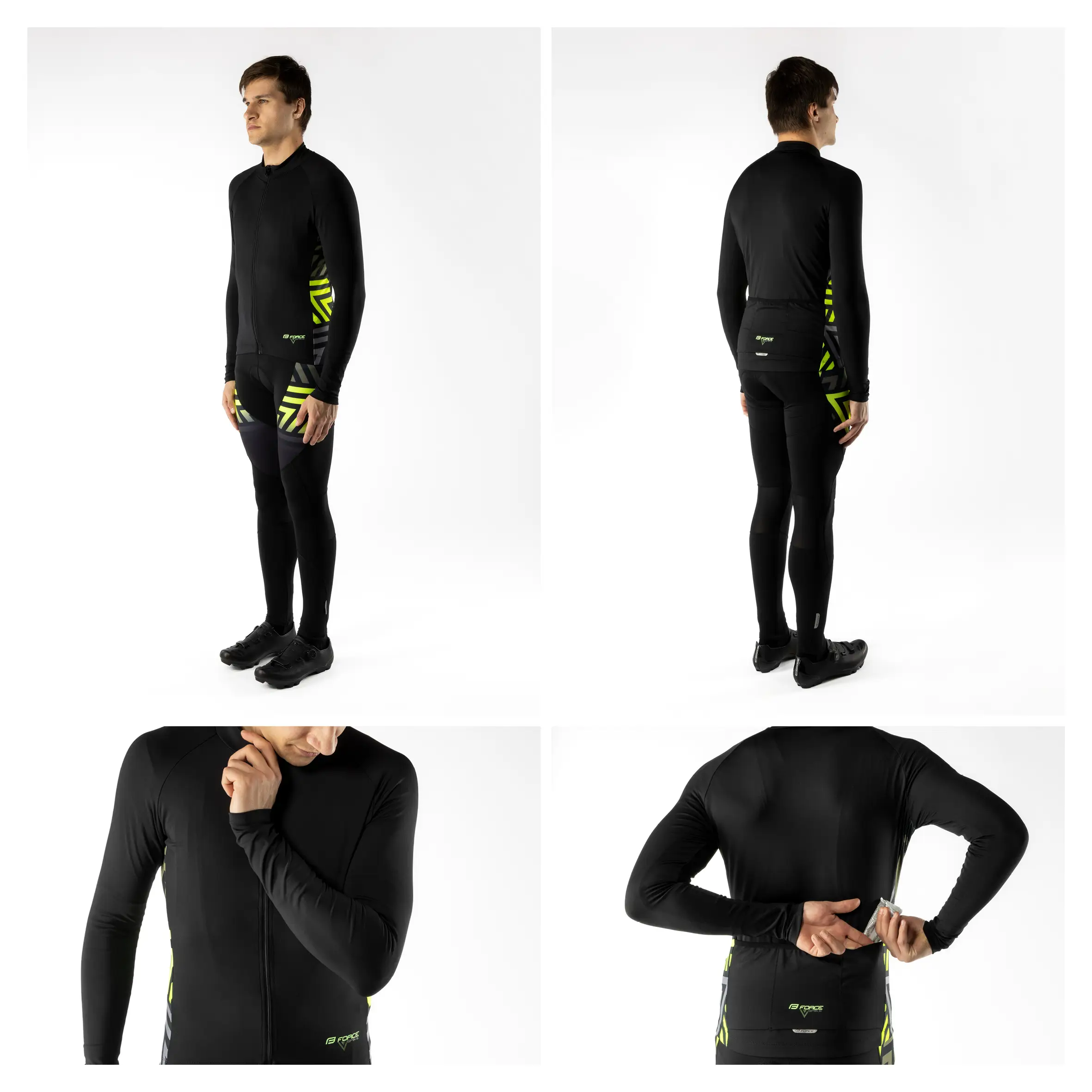 dres FORCE SPIKE dlouhý rukáv, černo-fluo L