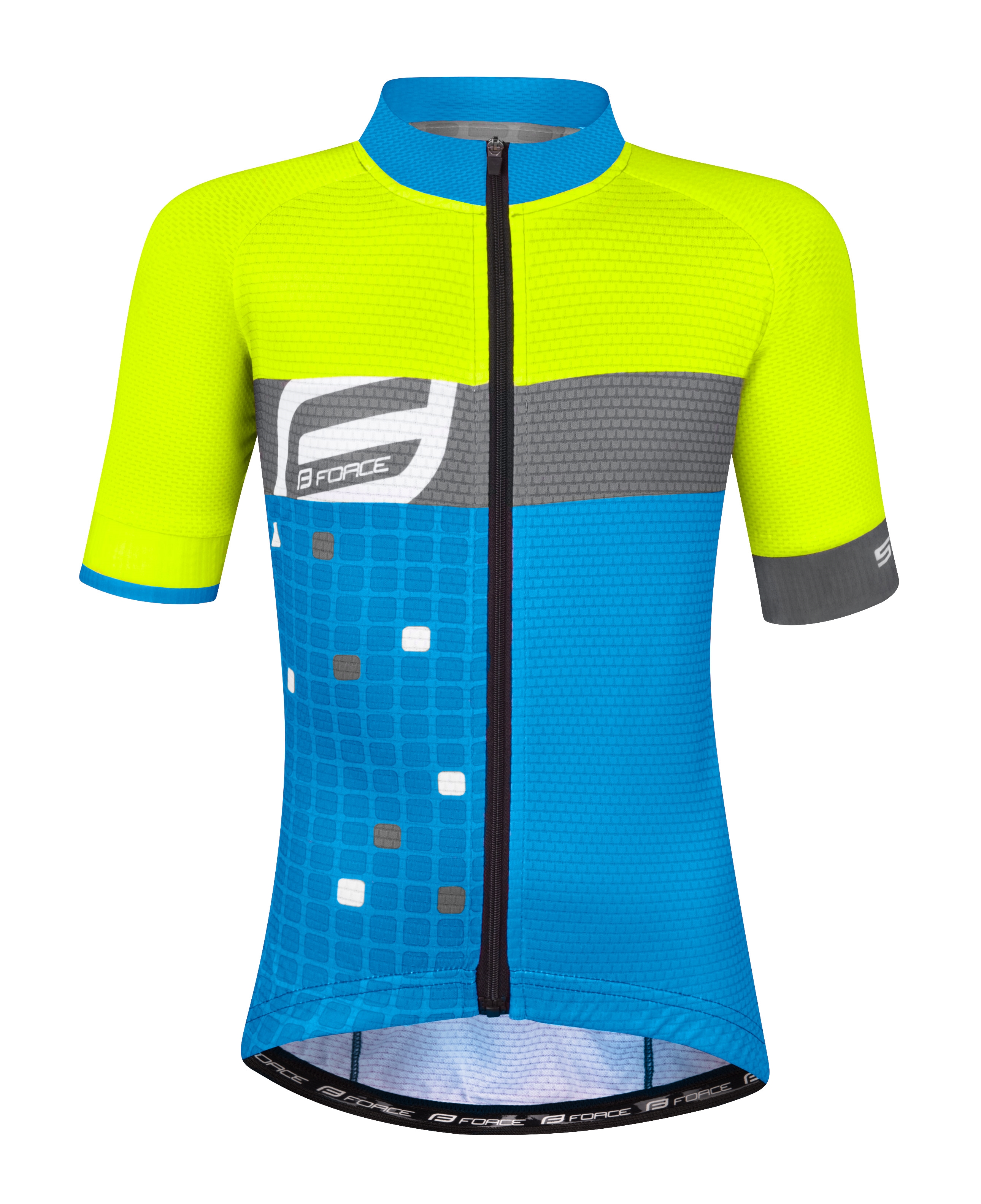 dres FORCE SQUARE KID, fluo-modrý 154-164
