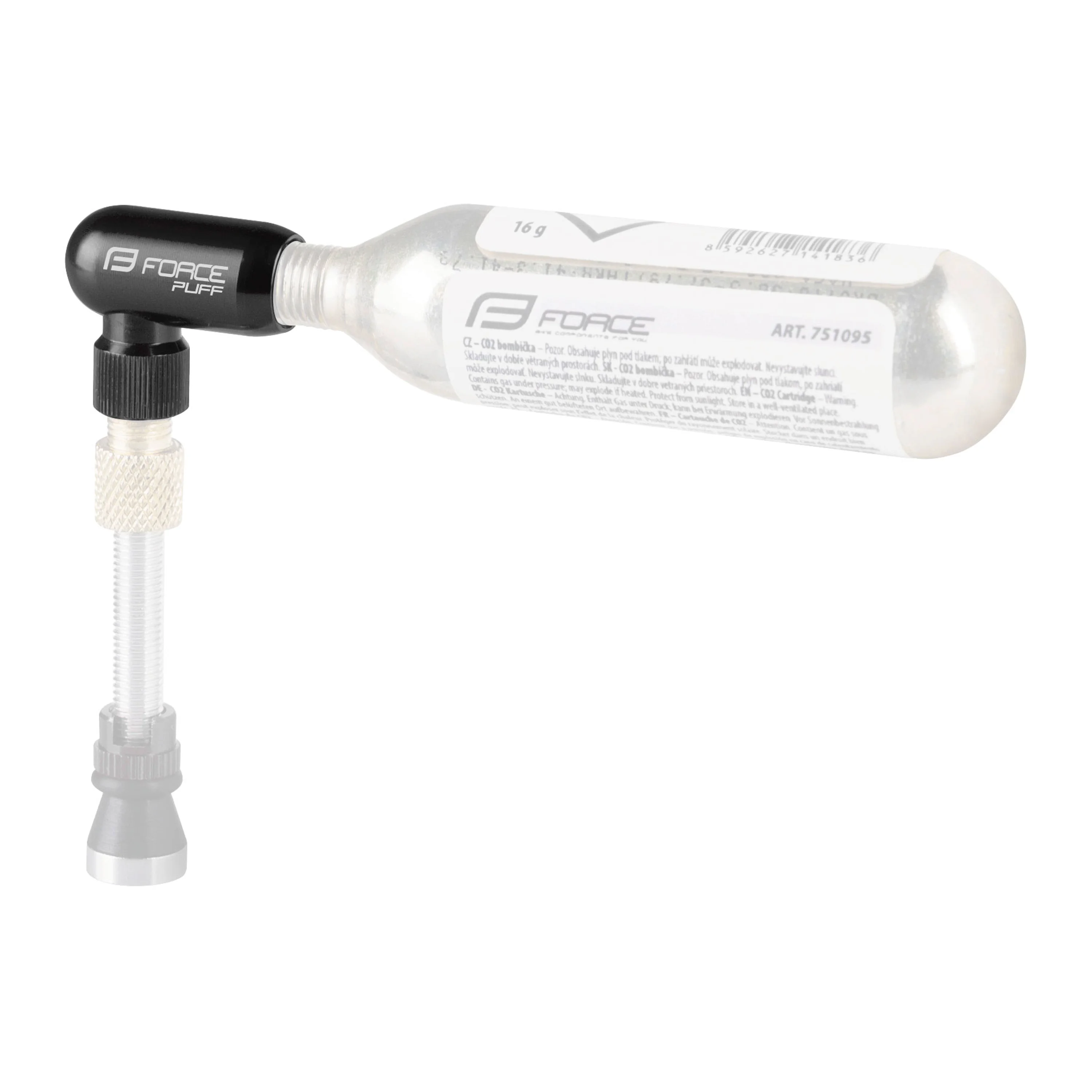 inflátor CO2 FORCE PUFF hliníkový, černý