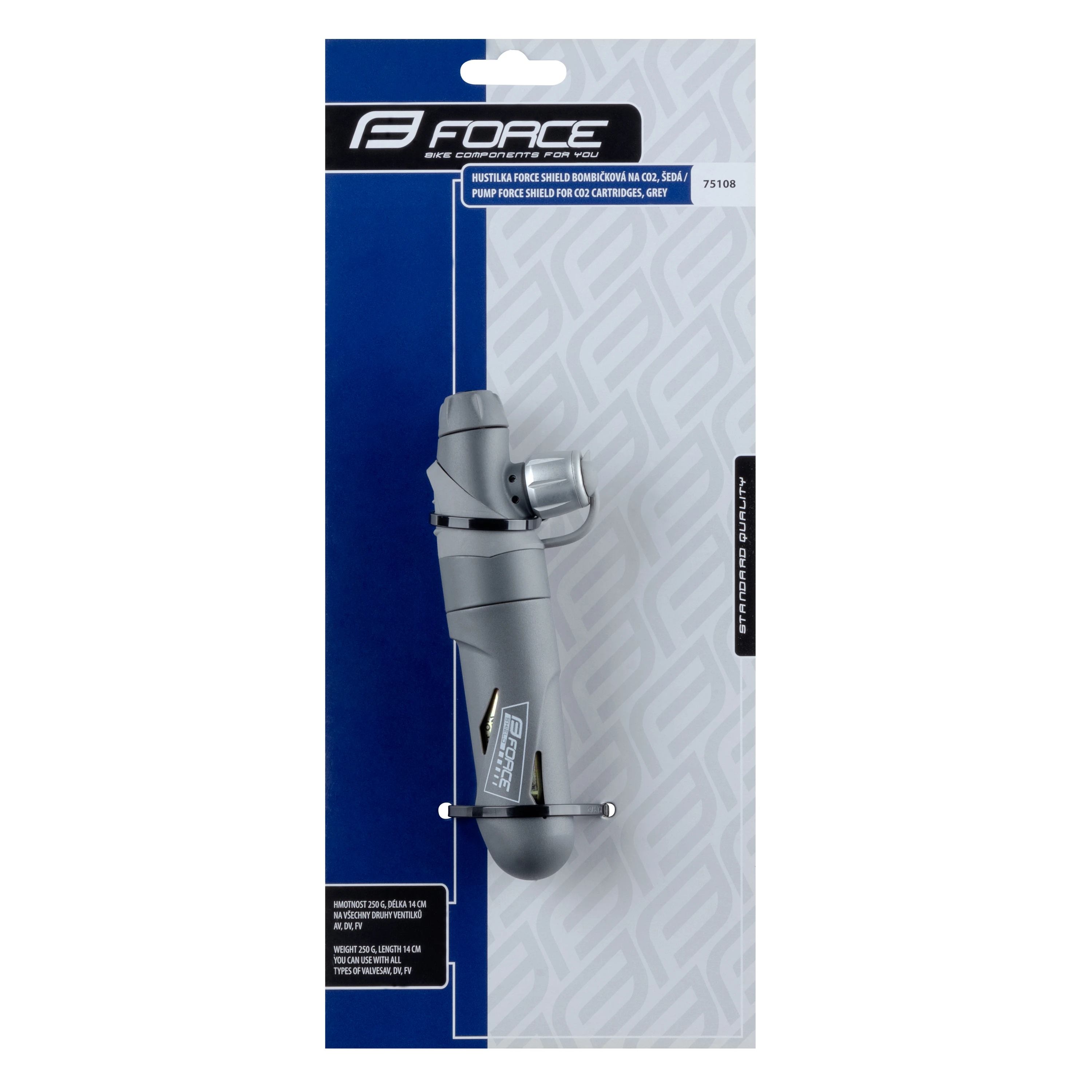 inflátor CO2 FORCE SHIELD s krytem, šedý