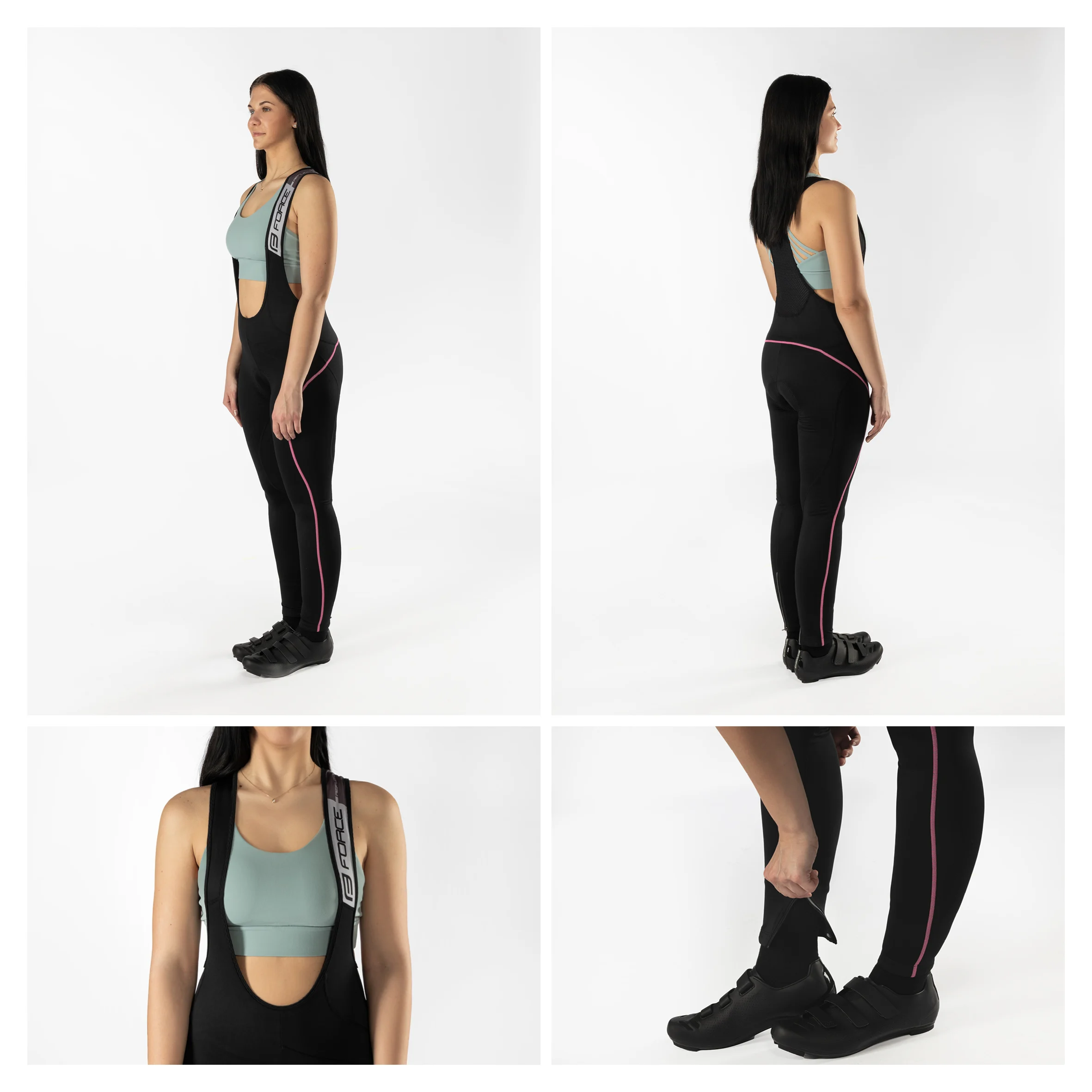 kalhoty F REFLEX LINE LADY s vložkou,črn-růžov L