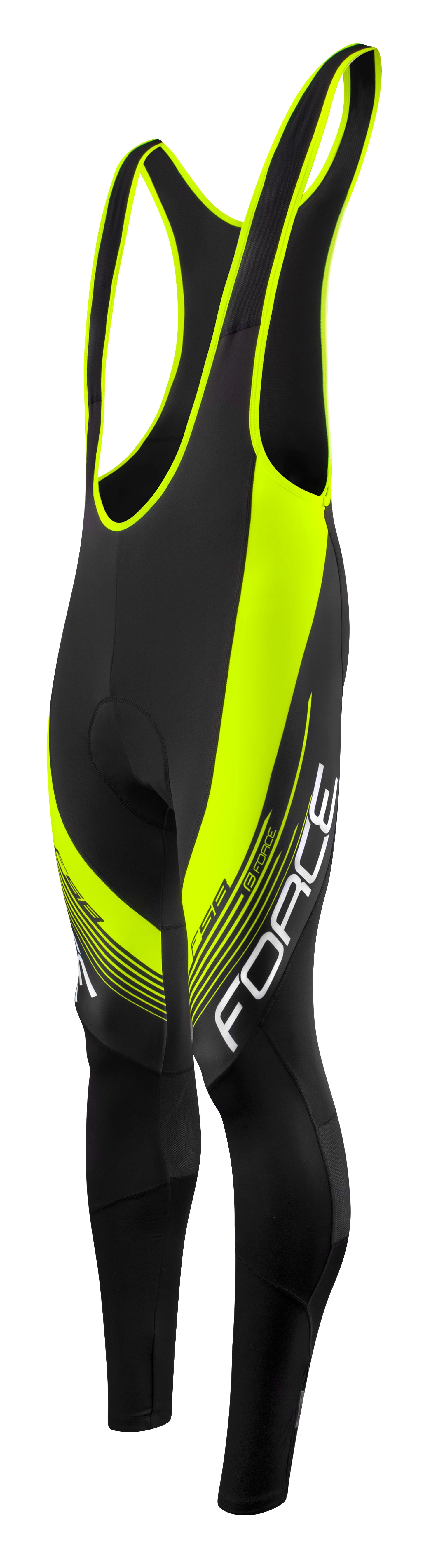 kalhoty FORCE F58 se šráky a vložkou, črn-fluo S