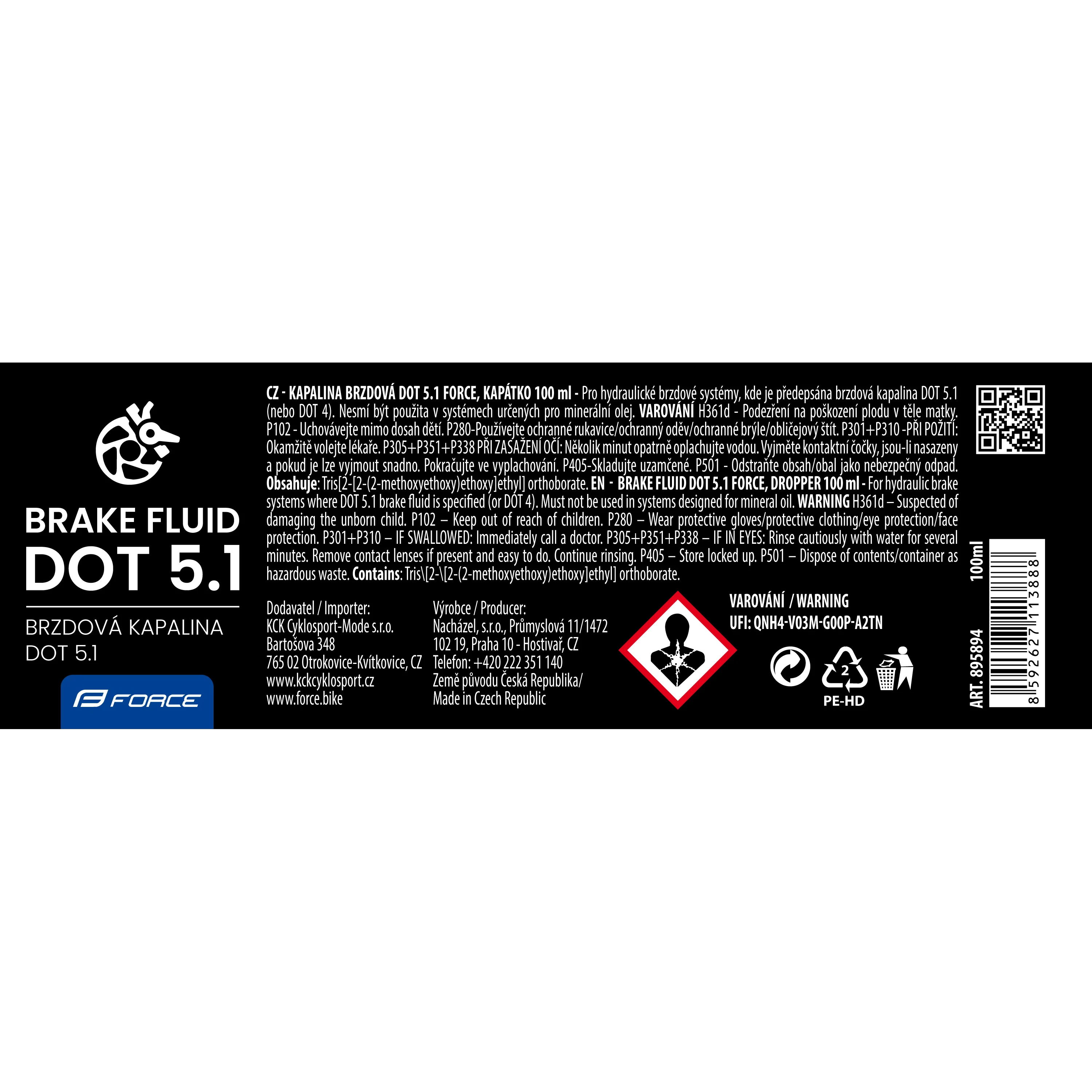 kapalina brzdová DOT 5.1 FORCE, kapátko 100 ml