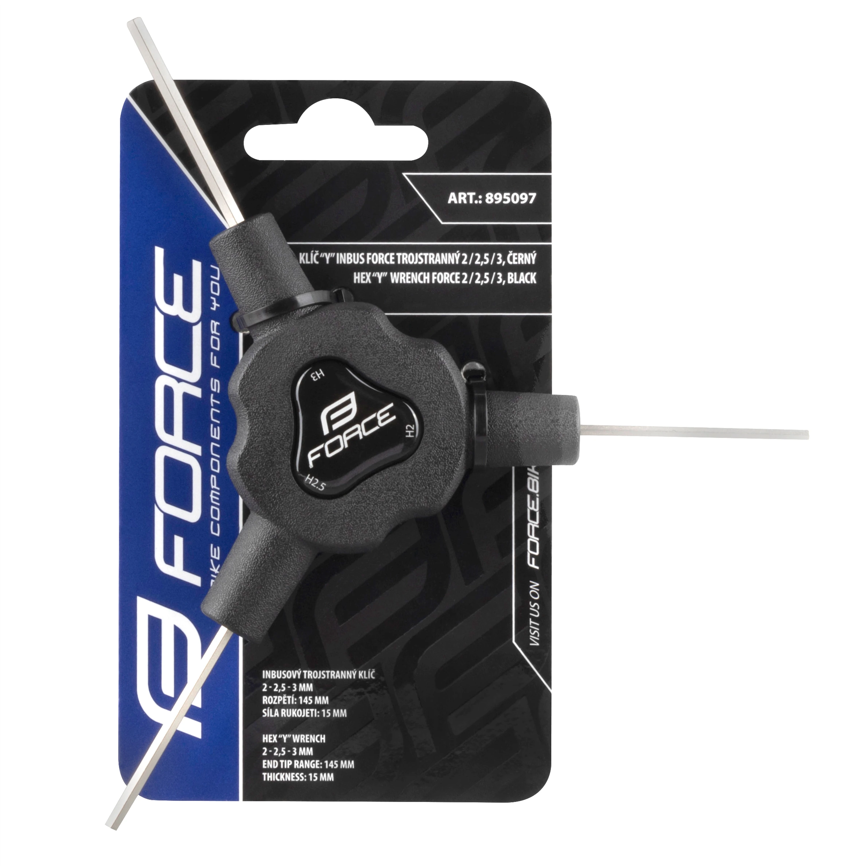 klíč Y šest. FORCE trojstranný 2/ 2,5/ 3 mm, černý