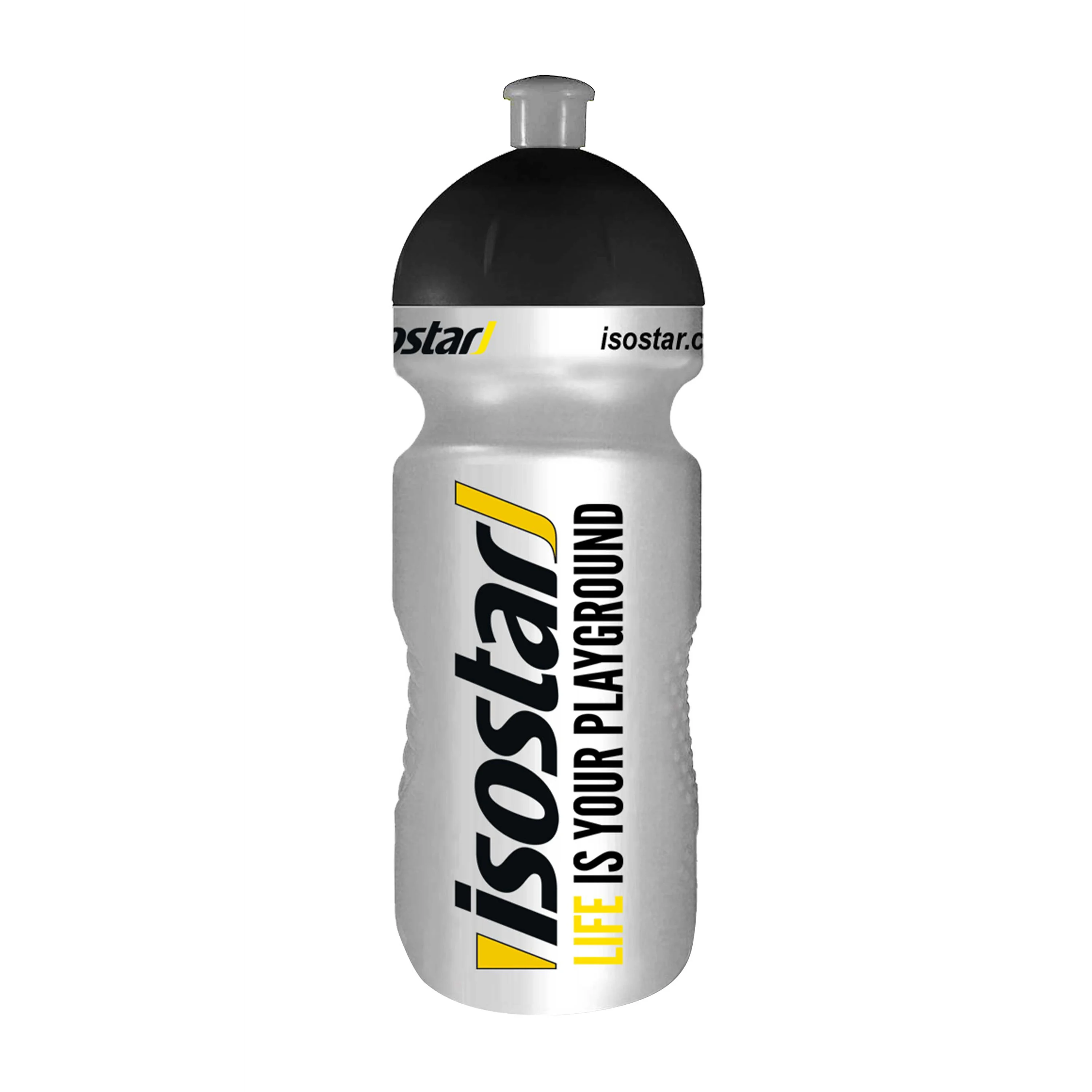 láhev ISOSTAR 0,65 l, výsuvný vršek, stříbrná