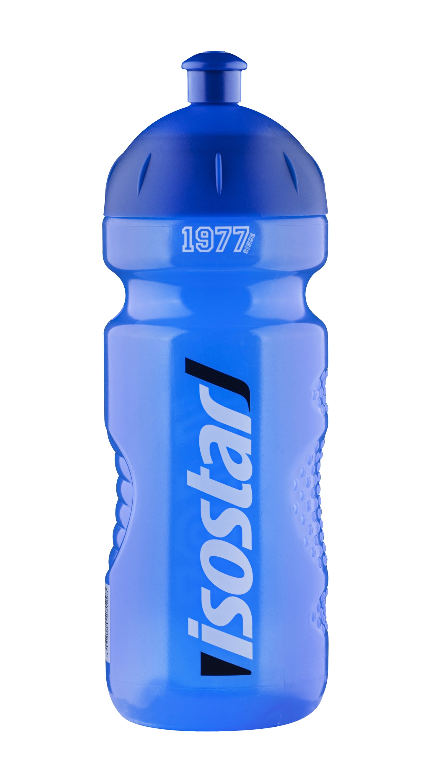 láhev ISOSTAR 0,65 l, výsuvný vršek,1977 tm. modrá