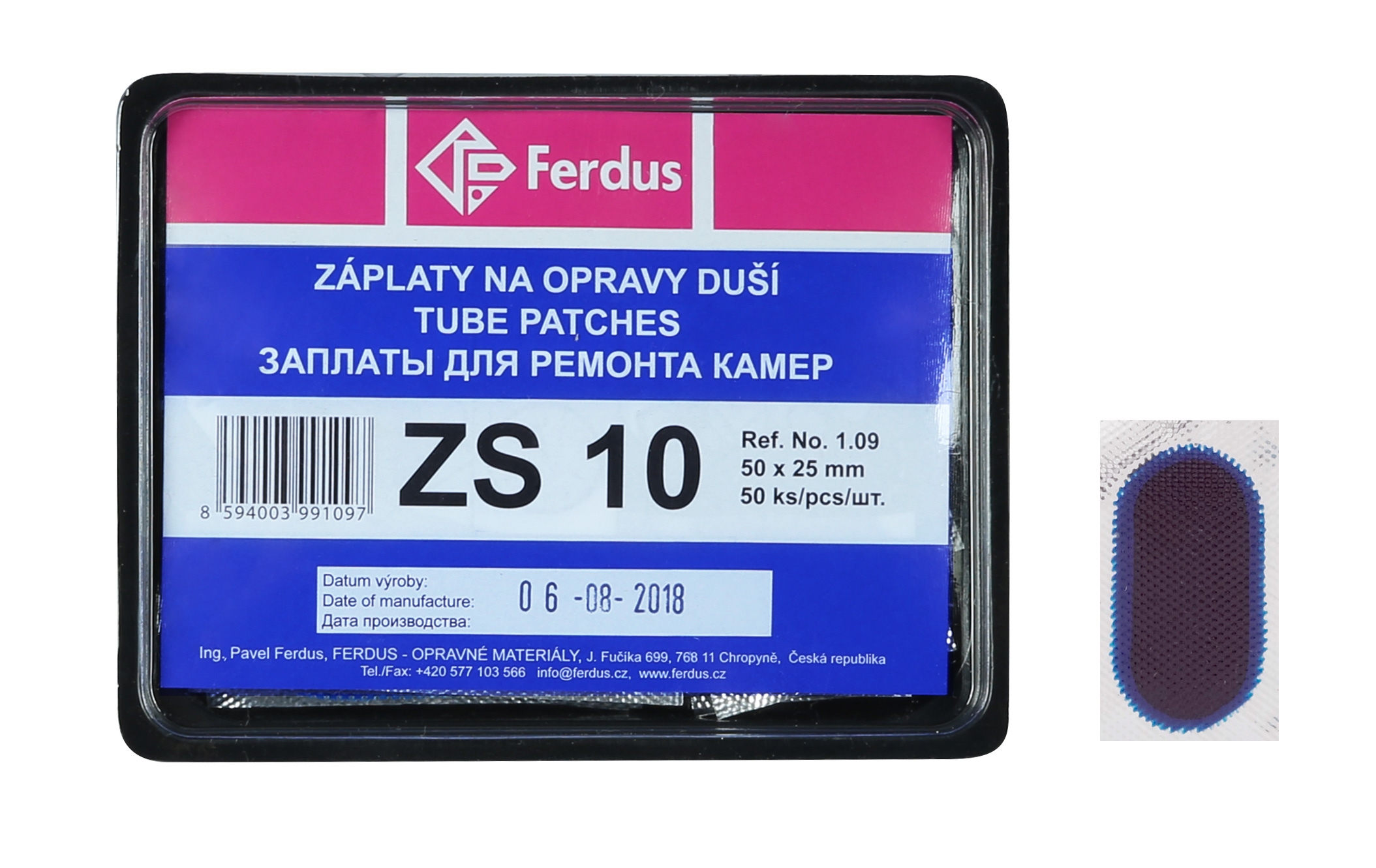 lepení-záplata FERDUS ZS10 ovál 50x25mm  box 50ks
