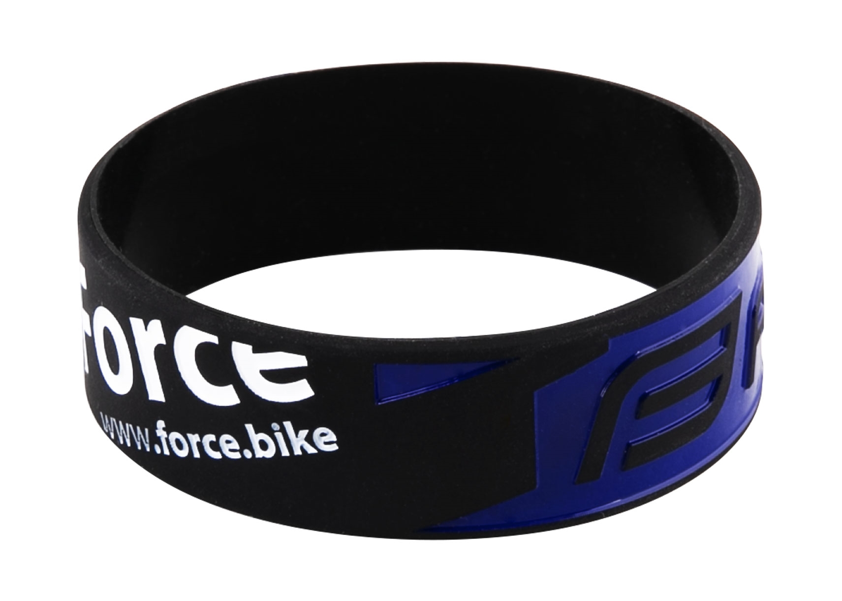 náramek silikonový FORCE, černo-modrý-20 cm