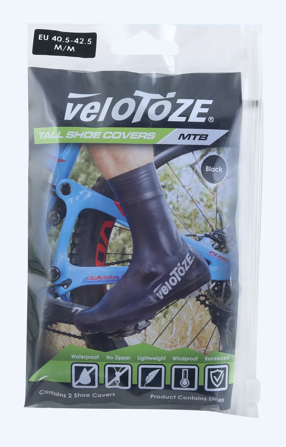 návleky treter VELOTOZE MTB latex vysoké, černé