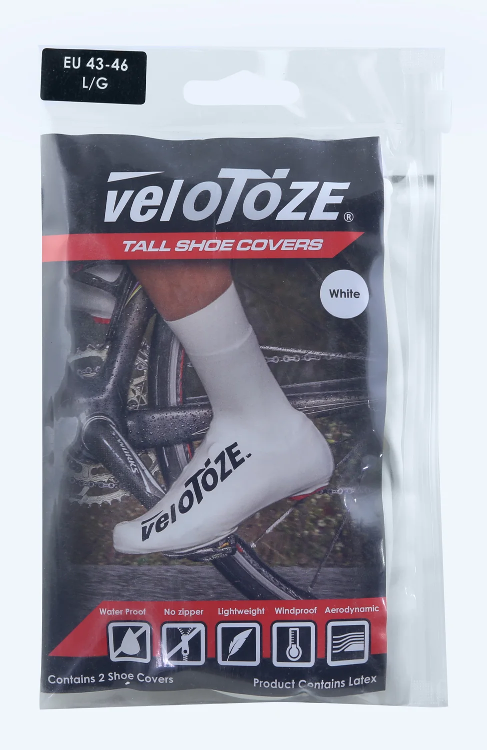 návleky treter VELOTOZE ROAD latex vysoké, bílé