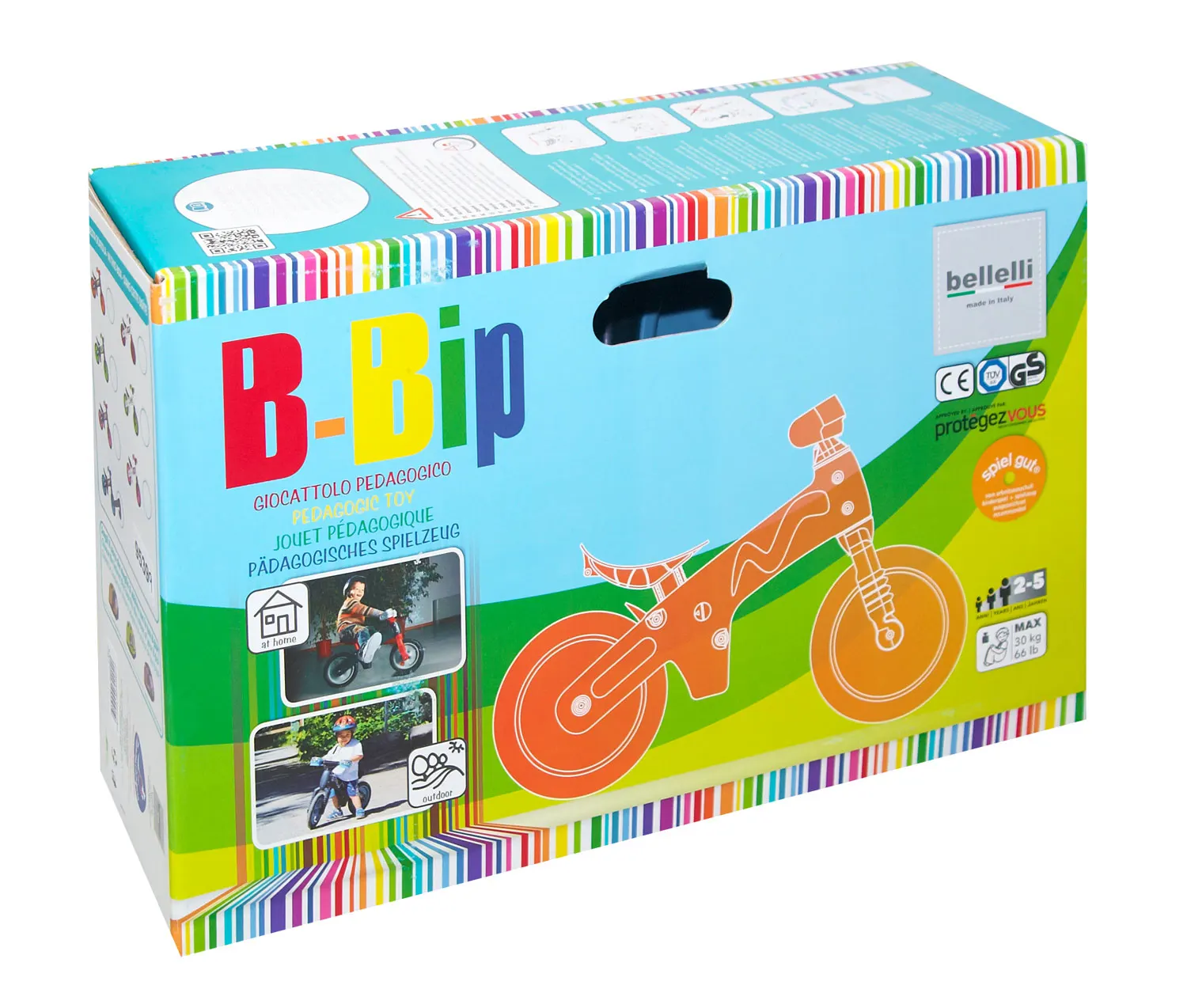 odrážedlo BELLELLI B-BIP, plastové, bílo-červené