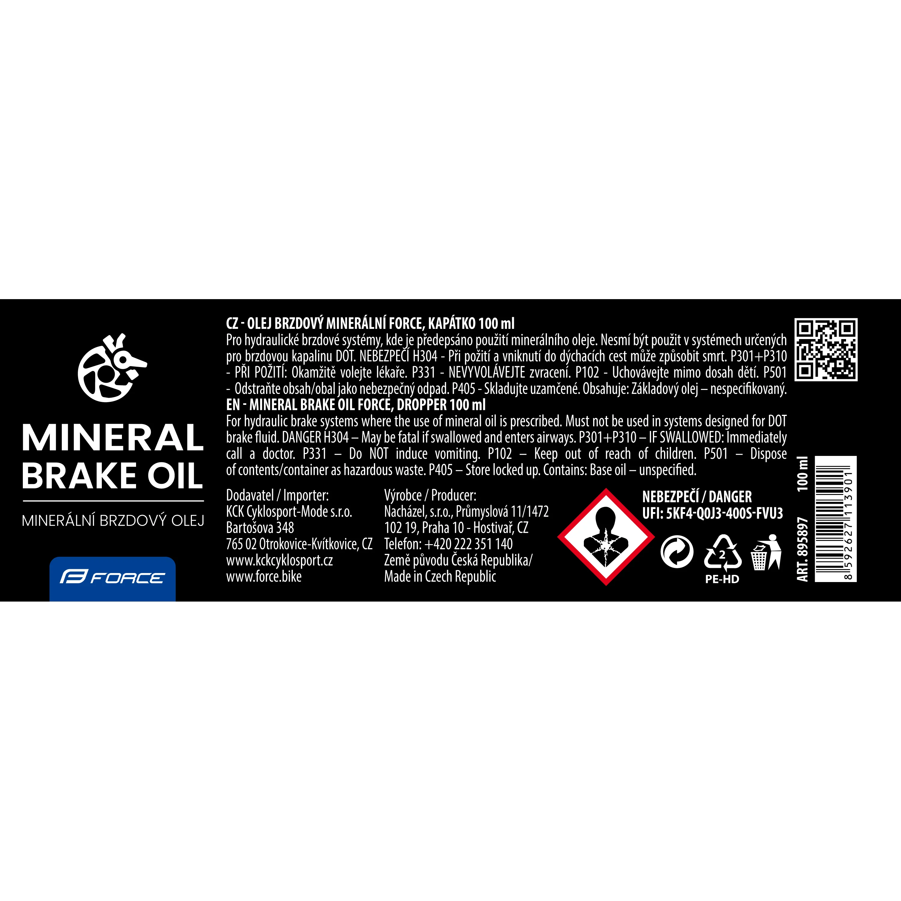 olej brzdový minerální FORCE, kapátko 100 ml