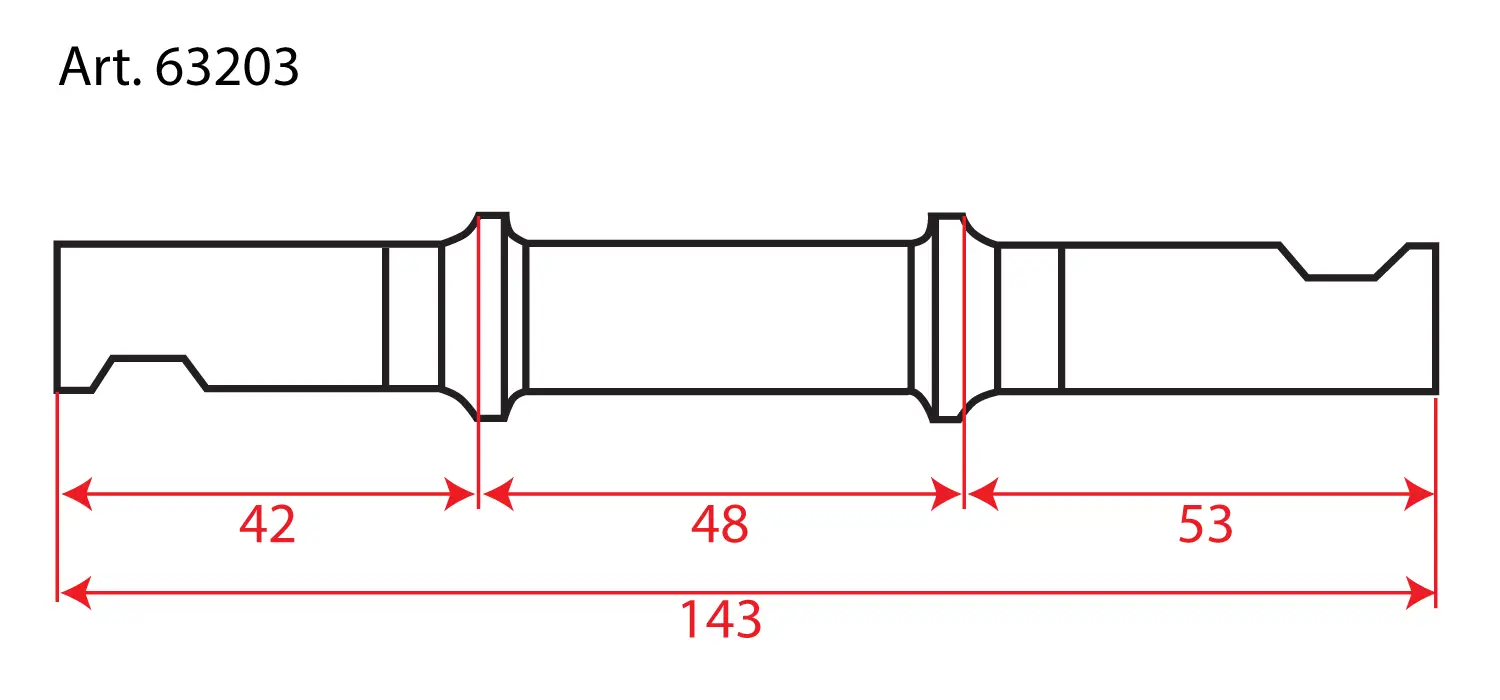 osa středová klínková 143mm, pozink
