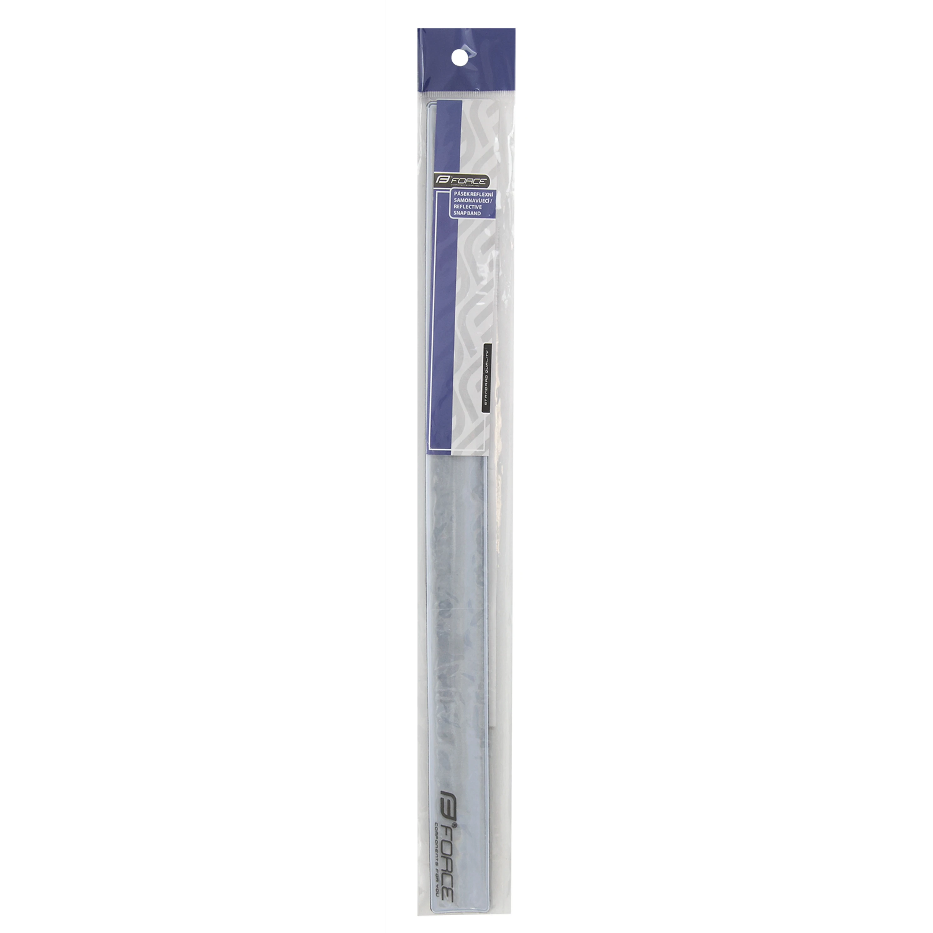 pásek reflexní FORCE, samonavíjecí, 38 cm, stříbr.