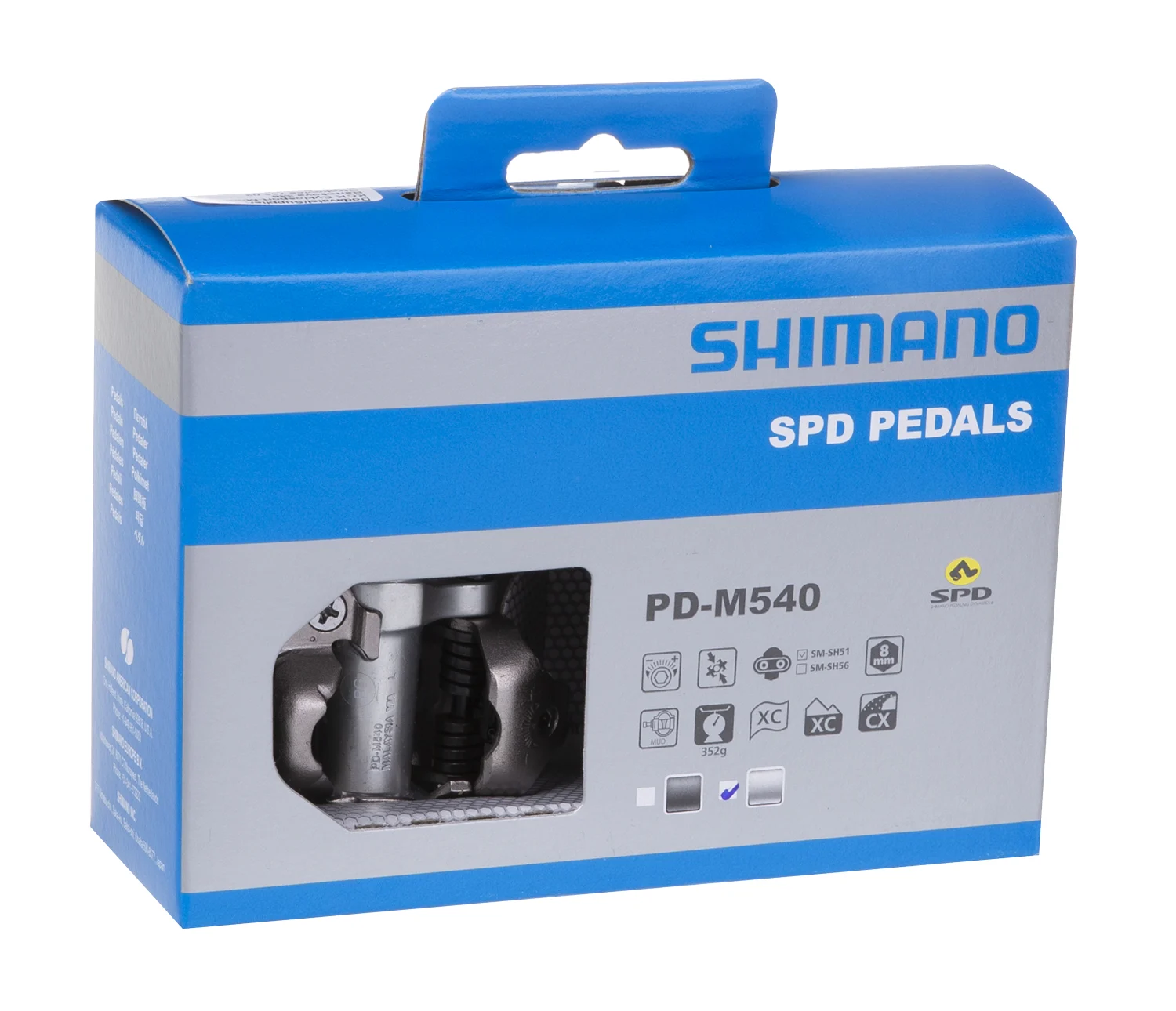 pedály MTB SPD PDM540 se zarážkami, stříbrné
